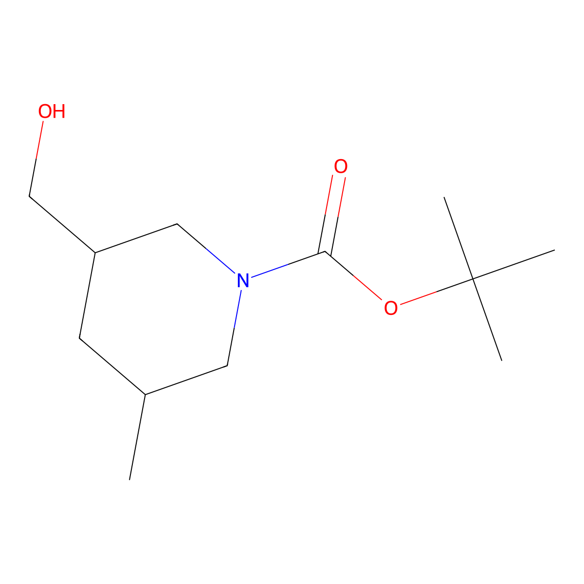 Tert-butyl 3-(hydroxymethyl)-5-methylpiperidine-1-carboxylate molecular structure, CAS 1935117-55-7