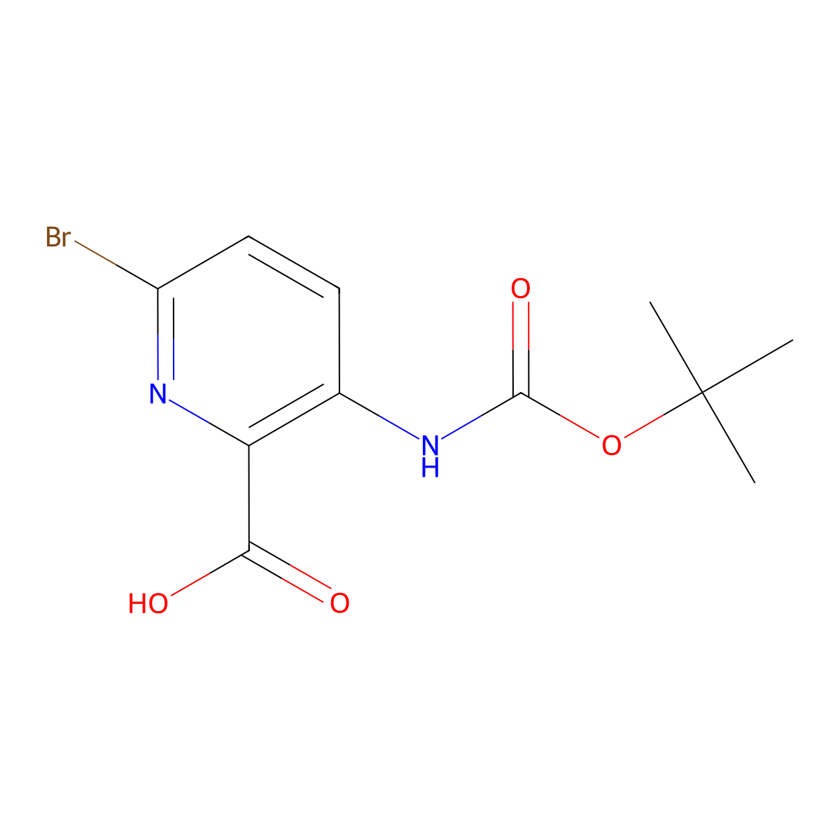 6-Bromo-3-{[(tert-butoxy)carbonyl]amino}pyridine-2-carboxylic acid molecular structure, CAS 1935128-57-6