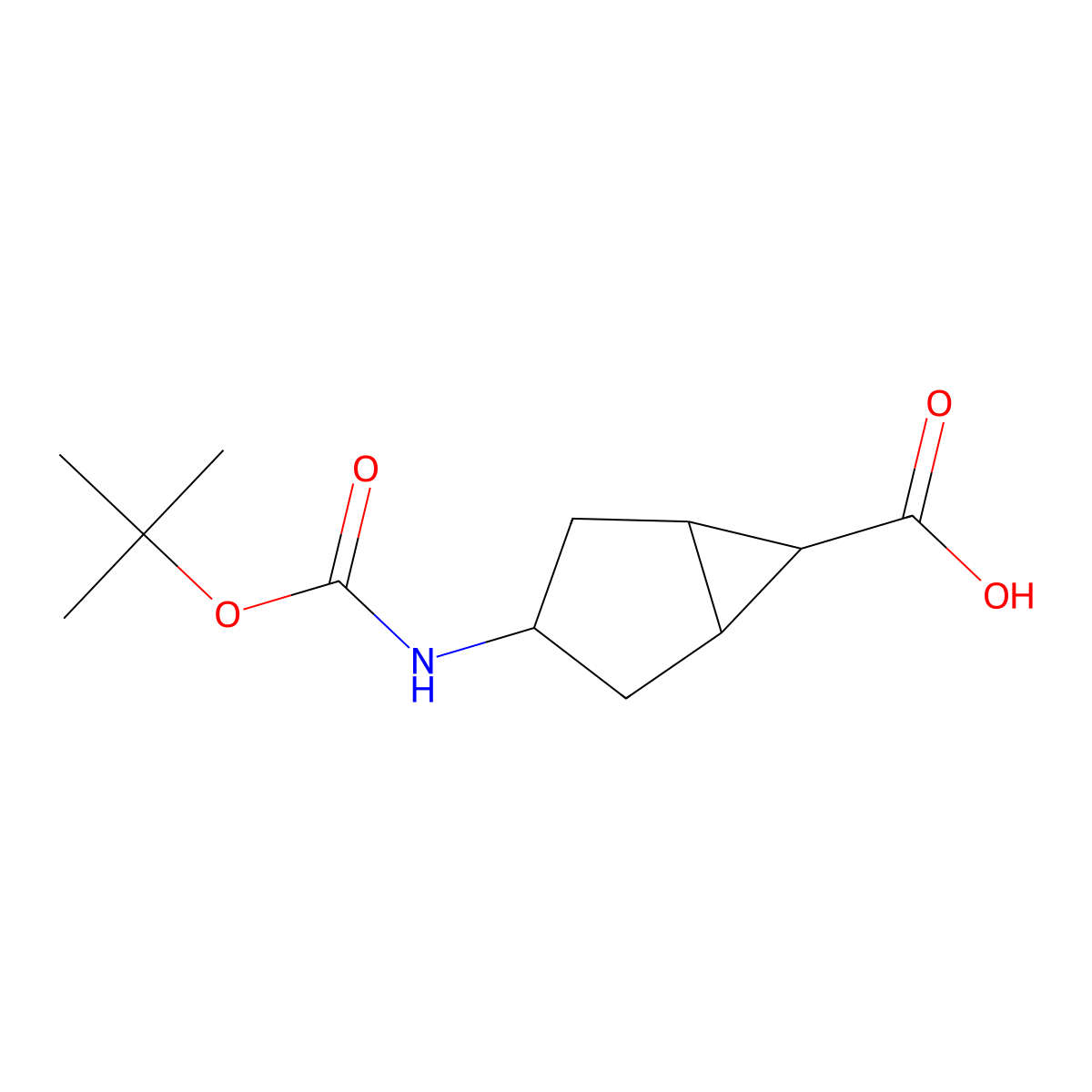 3-((tert-Butoxycarbonyl)amino)bicyclo[3.1.0]hexane-6-carboxylic acid molecular structure, CAS 1935132-42-5