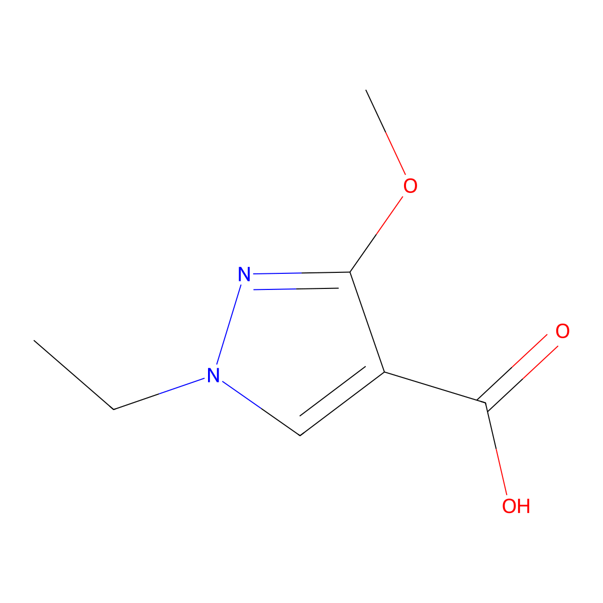 1-ethyl-3-methoxy-1H-pyrazole-4-carboxylic acid molecular structure, CAS 1935132-45-8