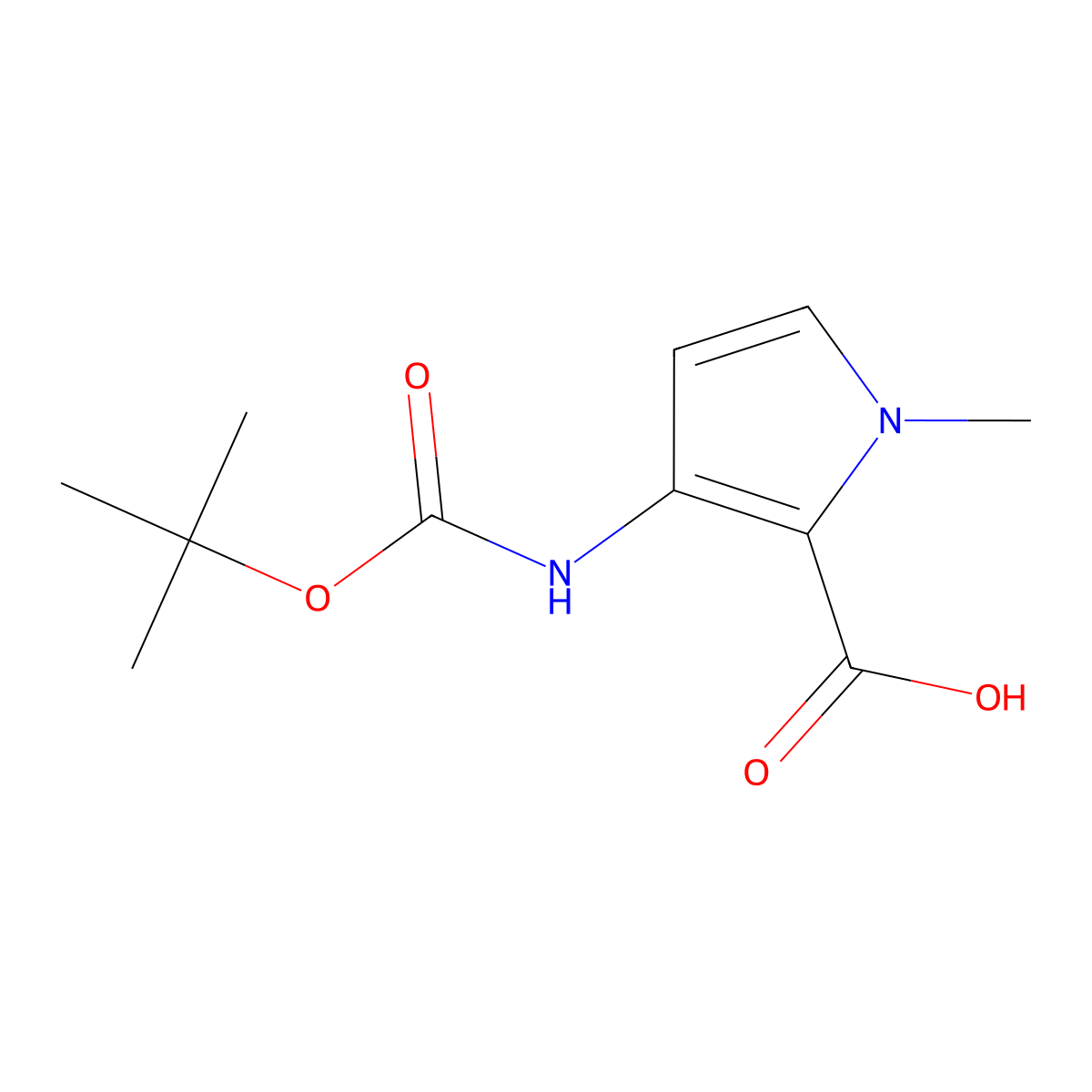 3-{[(tert-butoxy)carbonyl]amino}-1-methyl-1H-pyrrole-2-carboxylic acid molecular structure, CAS 1935133-19-9