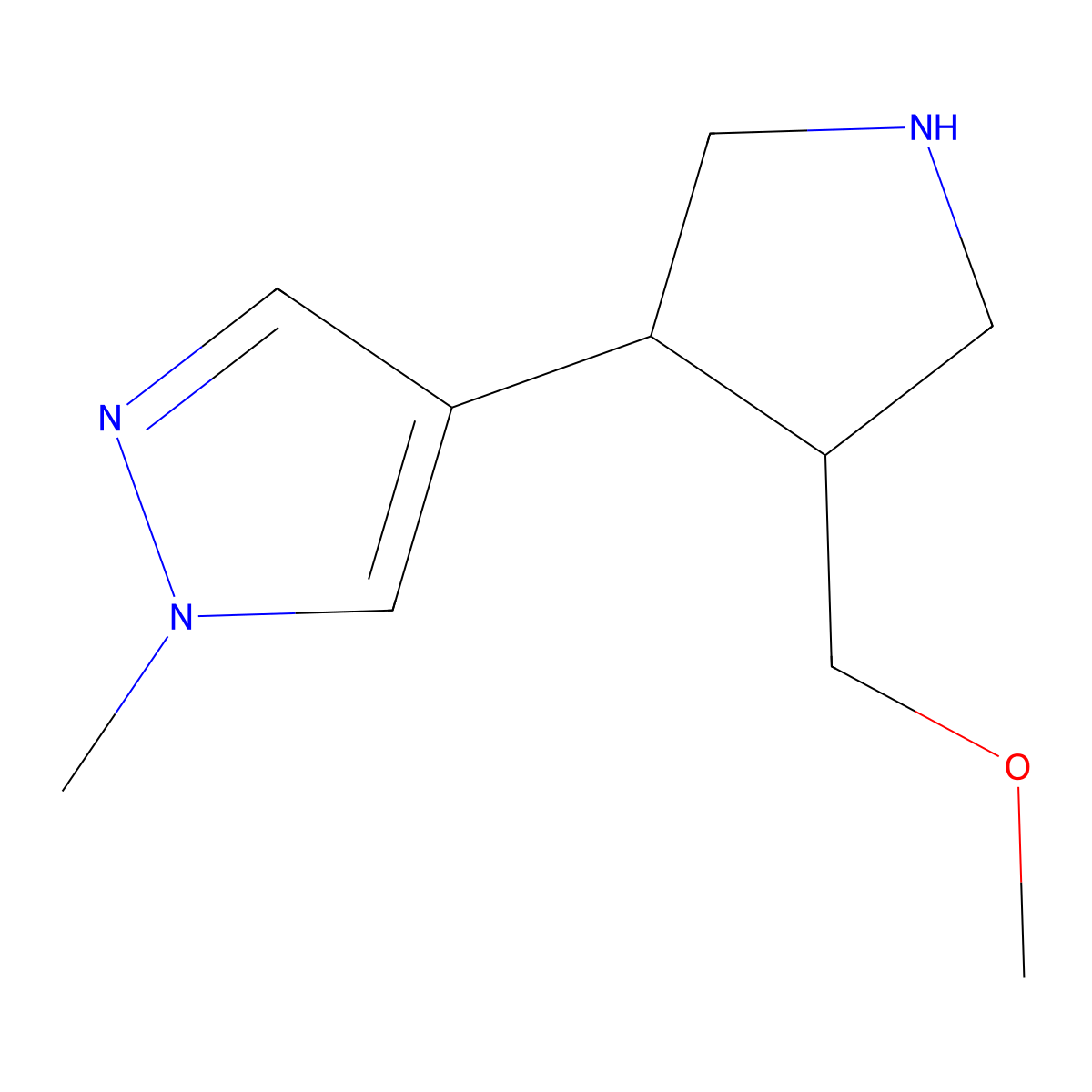 4-[4-(Methoxymethyl)pyrrolidin-3-yl]-1-methyl-1H-pyrazole molecular structure, CAS 1935142-06-5
