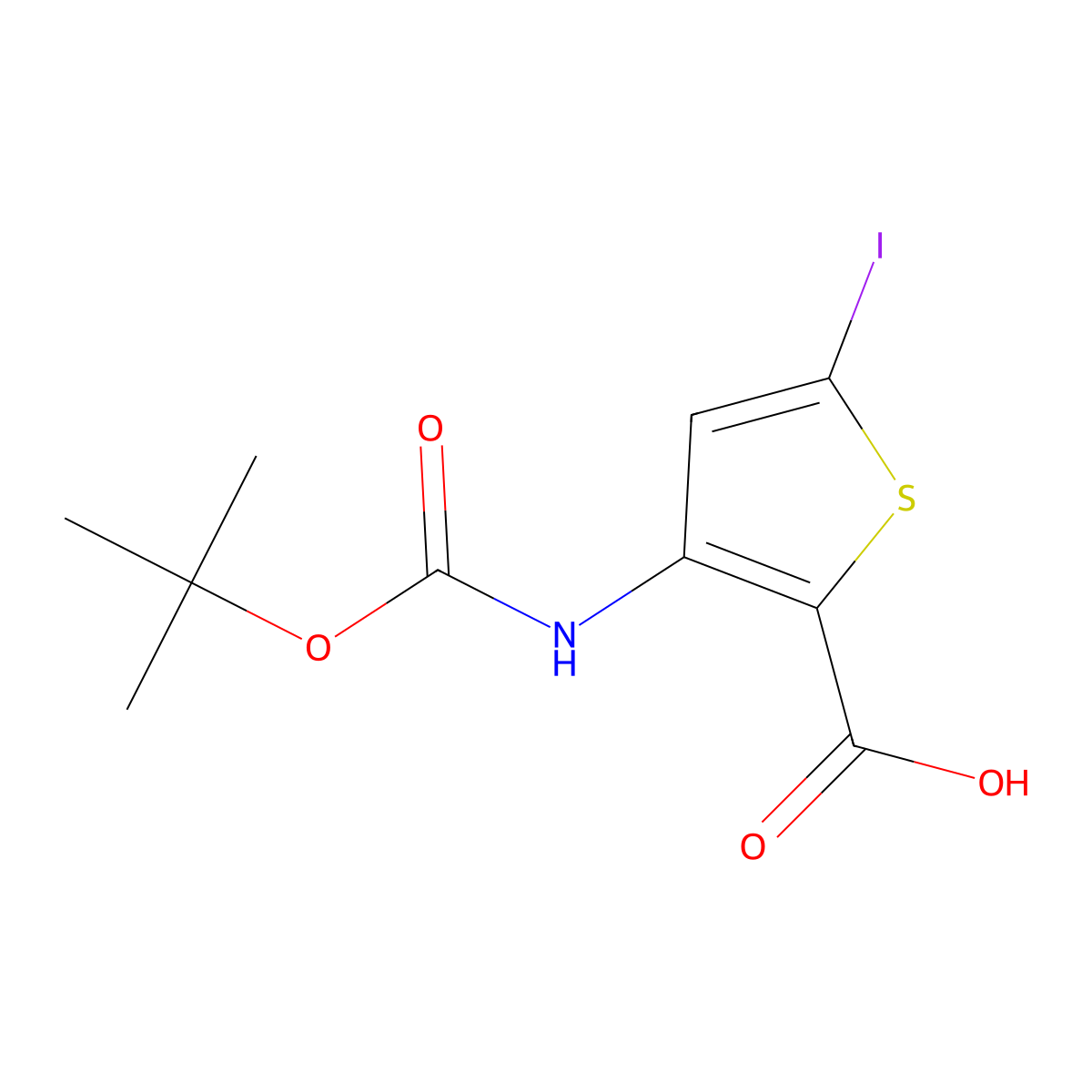 3-{[(Tert-butoxy)carbonyl]amino}-5-iodothiophene-2-carboxylic acid molecular structure, CAS 1935147-14-0