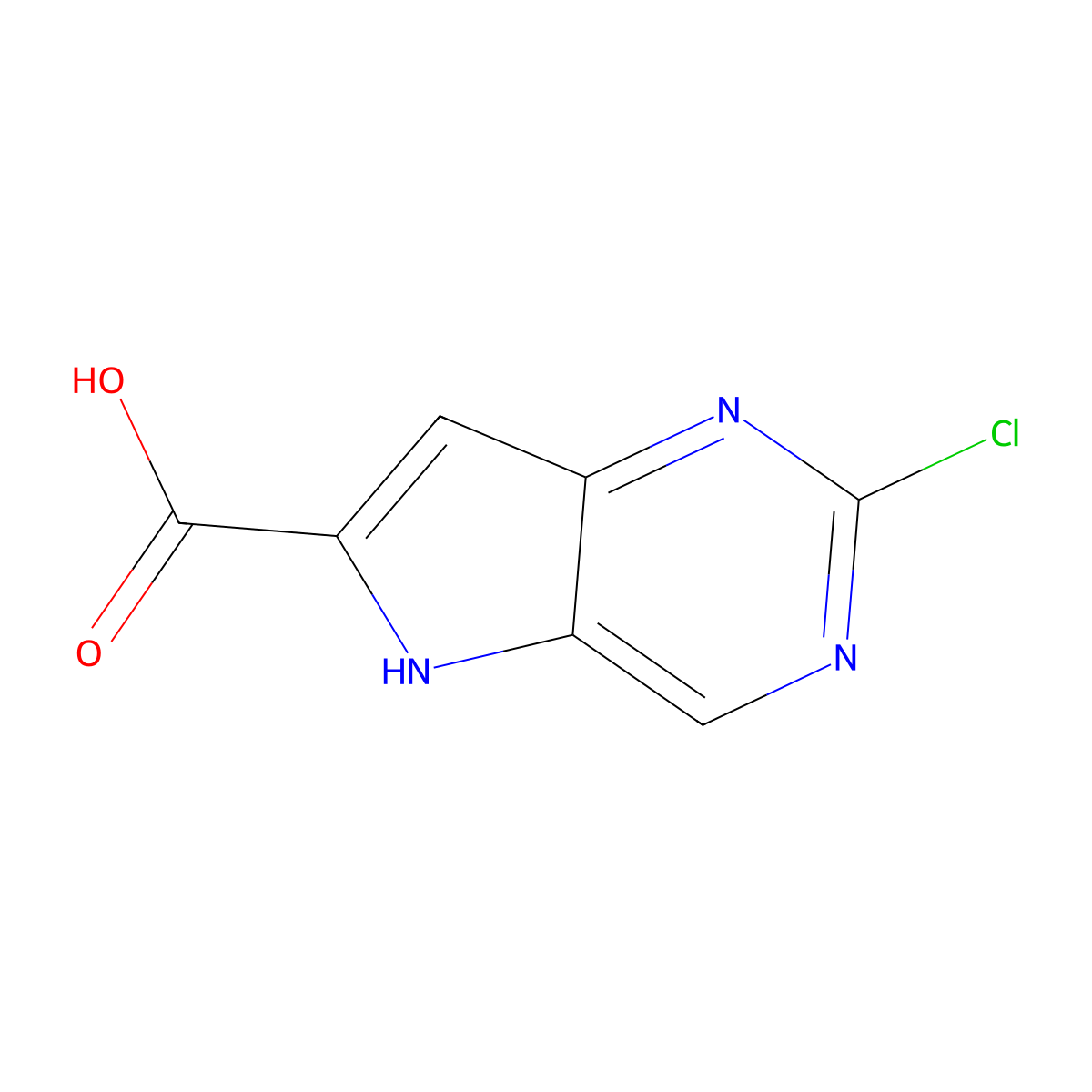 2-Chloro-5H-pyrrolo[3,2-d]pyrimidine-6-carboxylic acid molecular structure, CAS 1935150-77-8