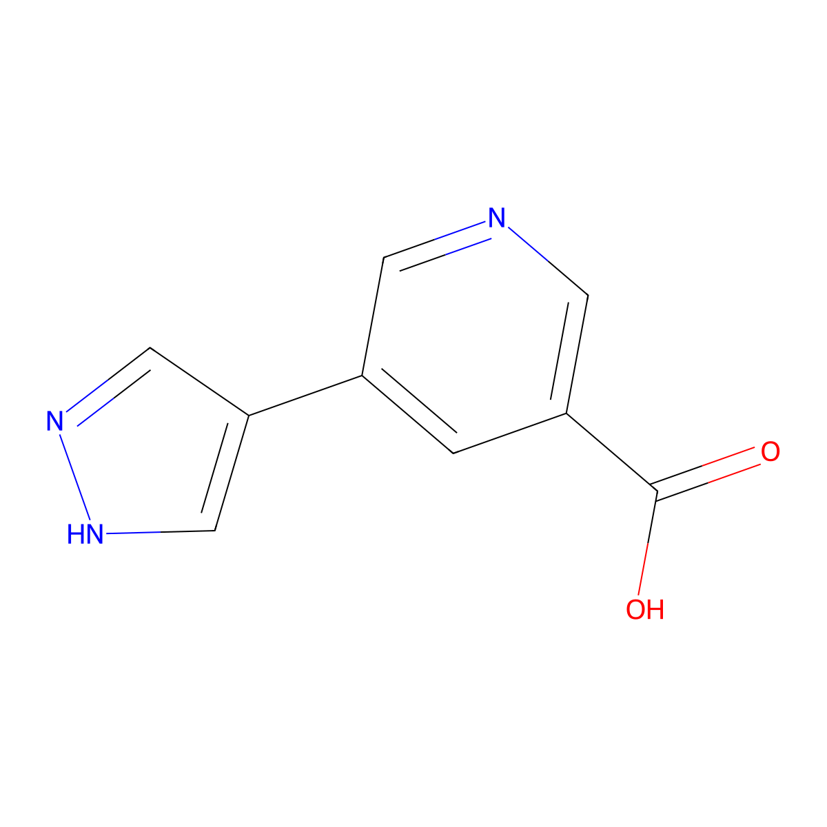 5-(1H-pyrazol-4-yl)pyridine-3-carboxylic acid molecular structure, CAS 1935163-20-4