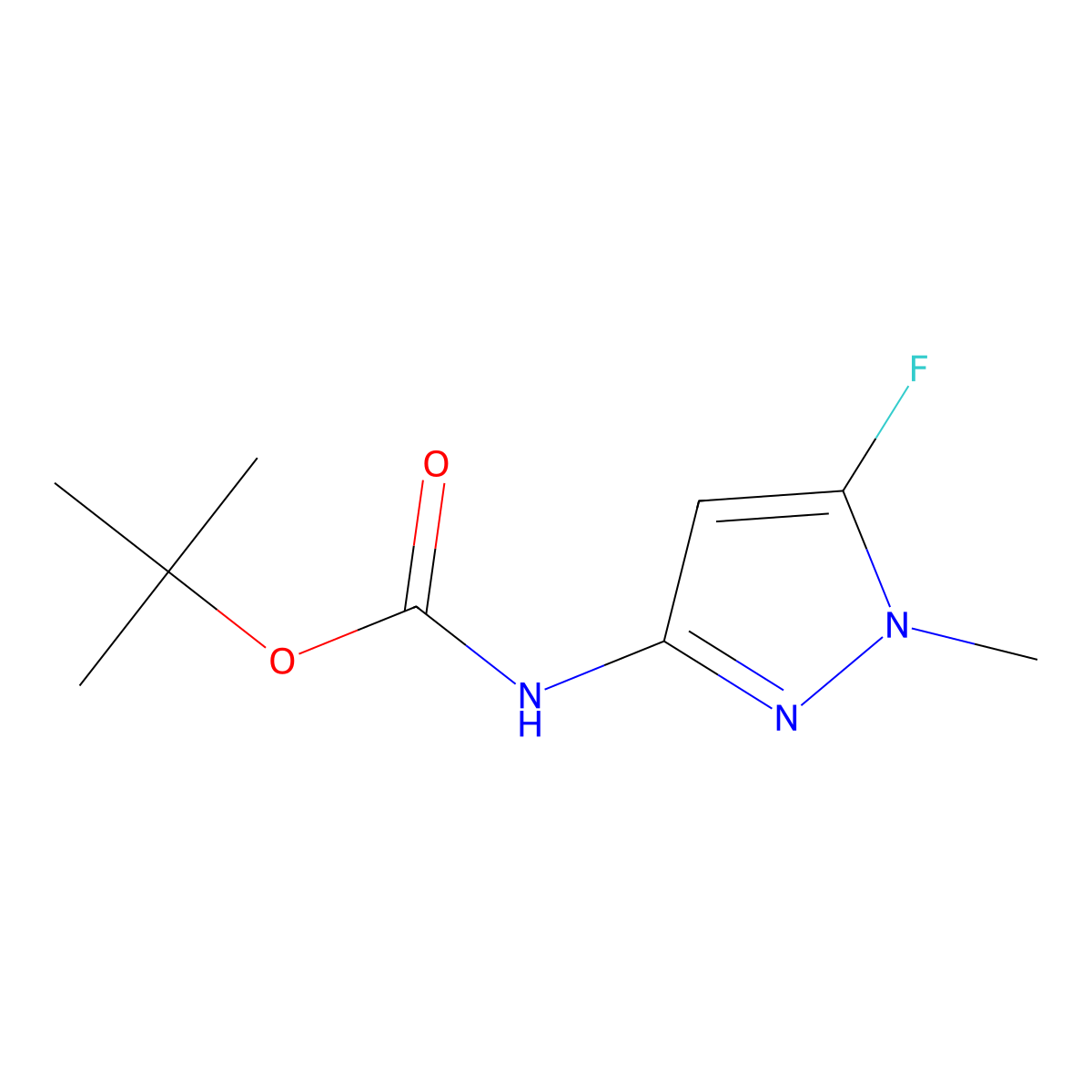 tert-butyl N-(5-fluoro-1-methyl-1H-pyrazol-3-yl)carbamate molecular structure, CAS 1935175-47-5