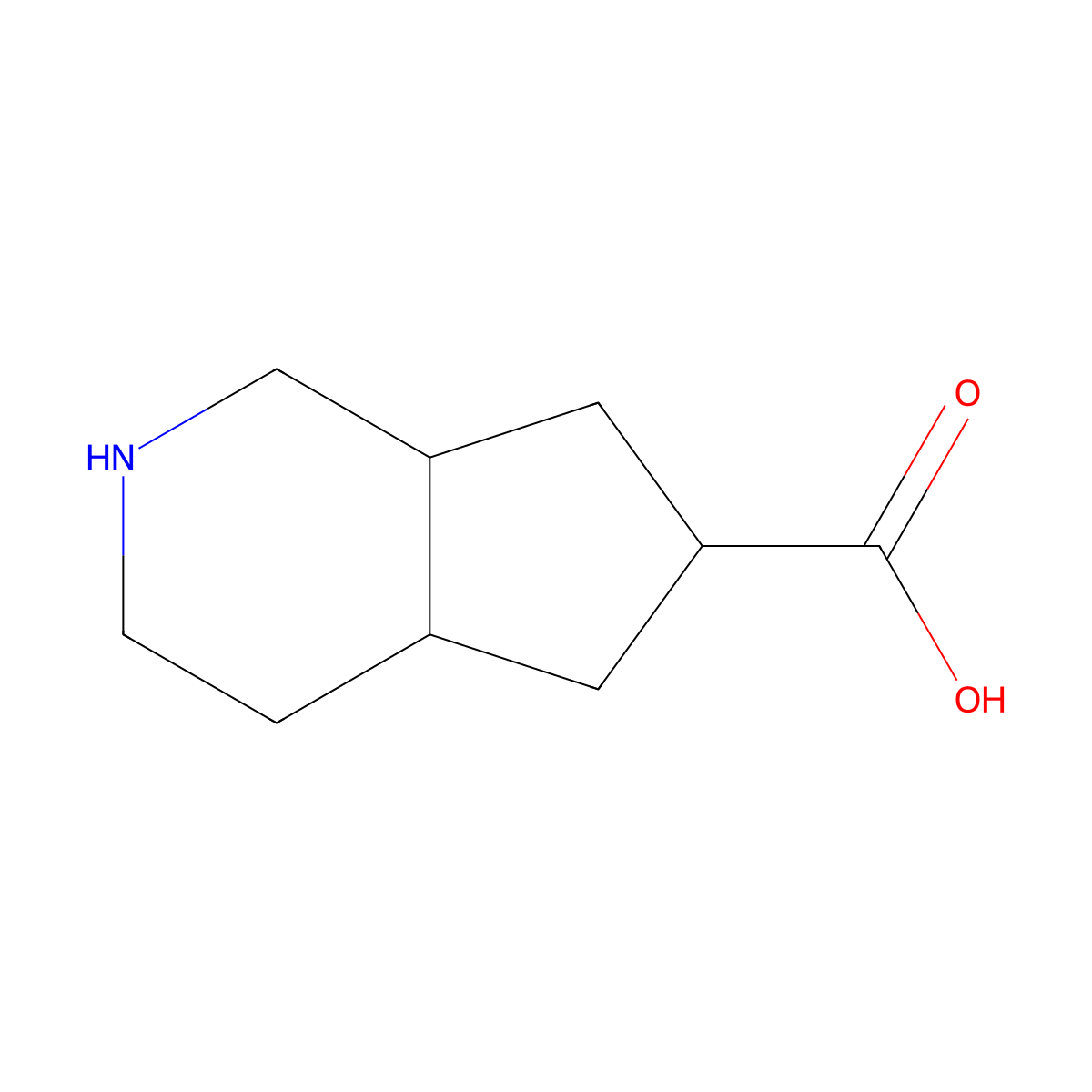 Octahydro-1H-cyclopenta[c]pyridine-6-carboxylic acid molecular structure, CAS 1935175-69-1
