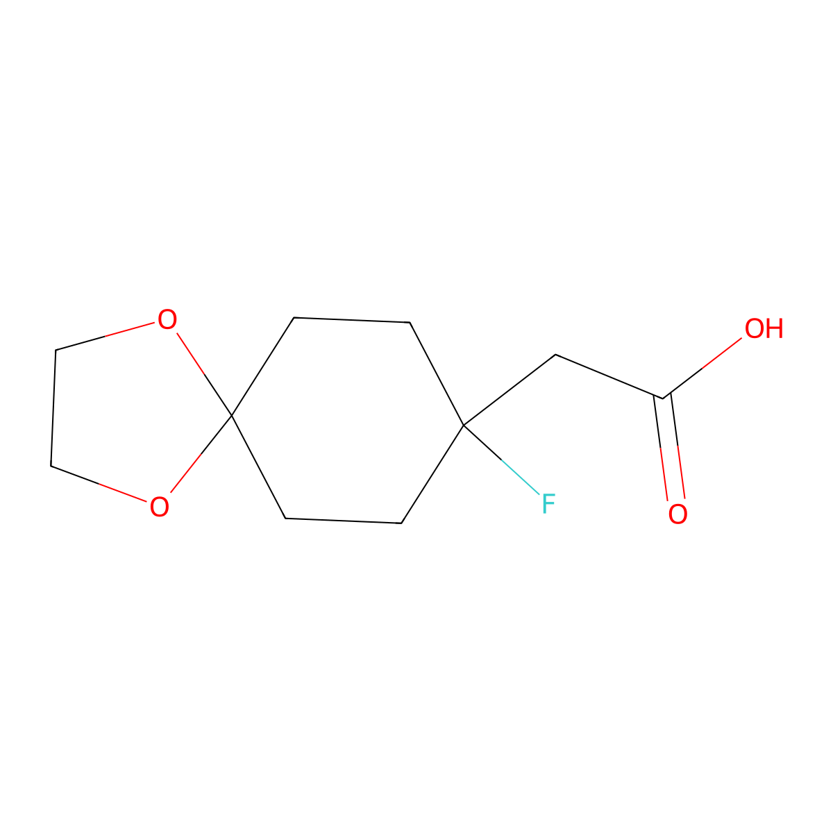 2-{8-Fluoro-1,4-dioxaspiro[4.5]decan-8-yl}acetic acid molecular structure, CAS 1935183-99-5