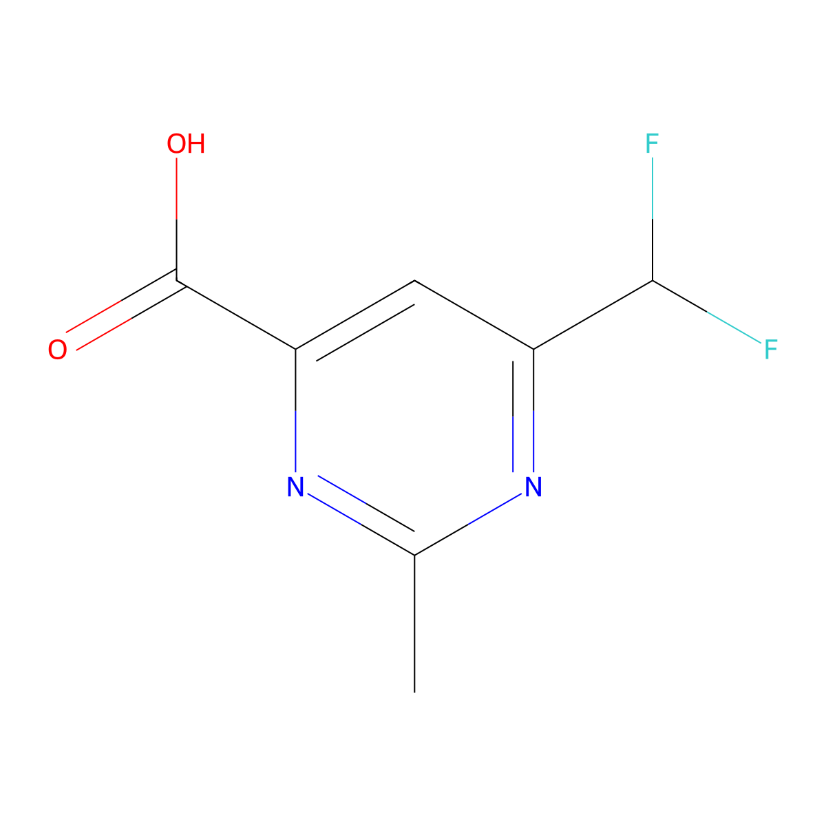 6-(Difluoromethyl)-2-methylpyrimidine-4-carboxylic acid molecular structure, CAS 1935184-00-1