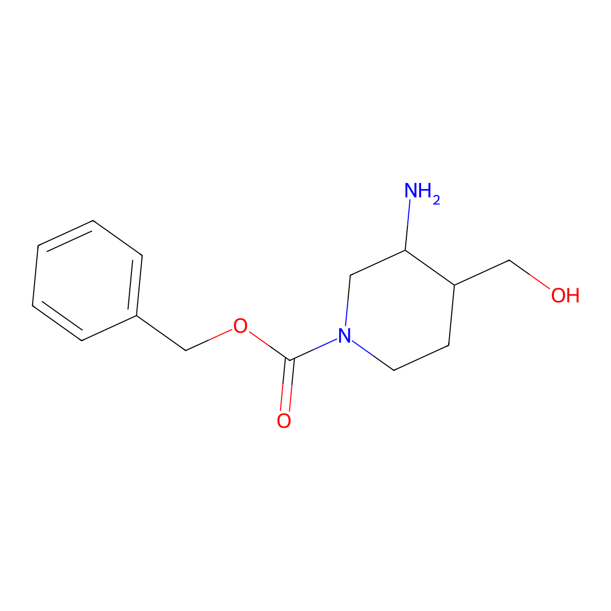 Benzyl 3-amino-4-(hydroxymethyl)piperidine-1-carboxylate molecular structure, CAS 1935184-58-9