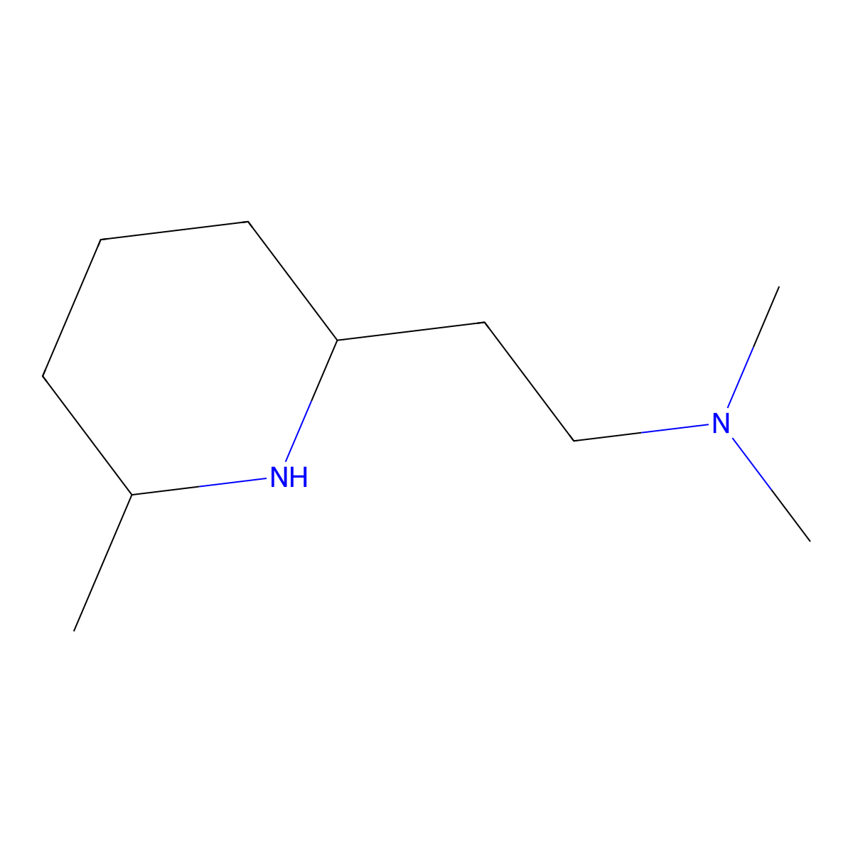 Dimethyl(2-(6-methylpiperidin-2-yl)ethyl)amine molecular structure, CAS 1935185-14-0