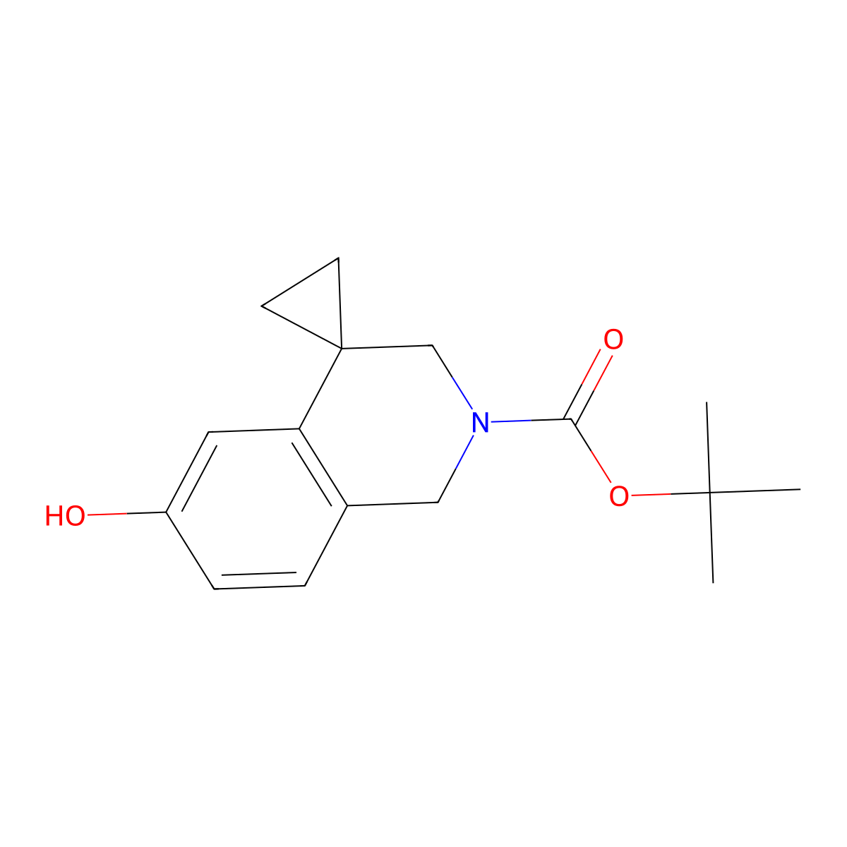 Tert-butyl 6'-hydroxy-2',3'-dihydro-1'h-spiro[cyclopropane-1,4'-isoquinoline]-2'-carboxylate molecular structure, CAS 1935186-98-3