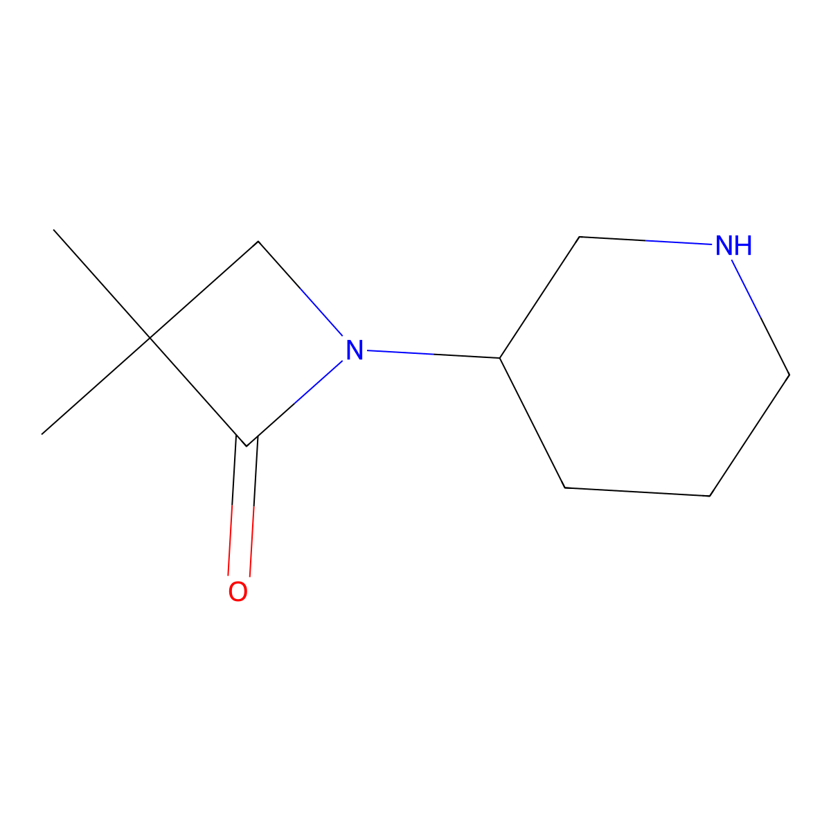 3,3-Dimethyl-1-(piperidin-3-yl)azetidin-2-one molecular structure, CAS 1935188-27-4