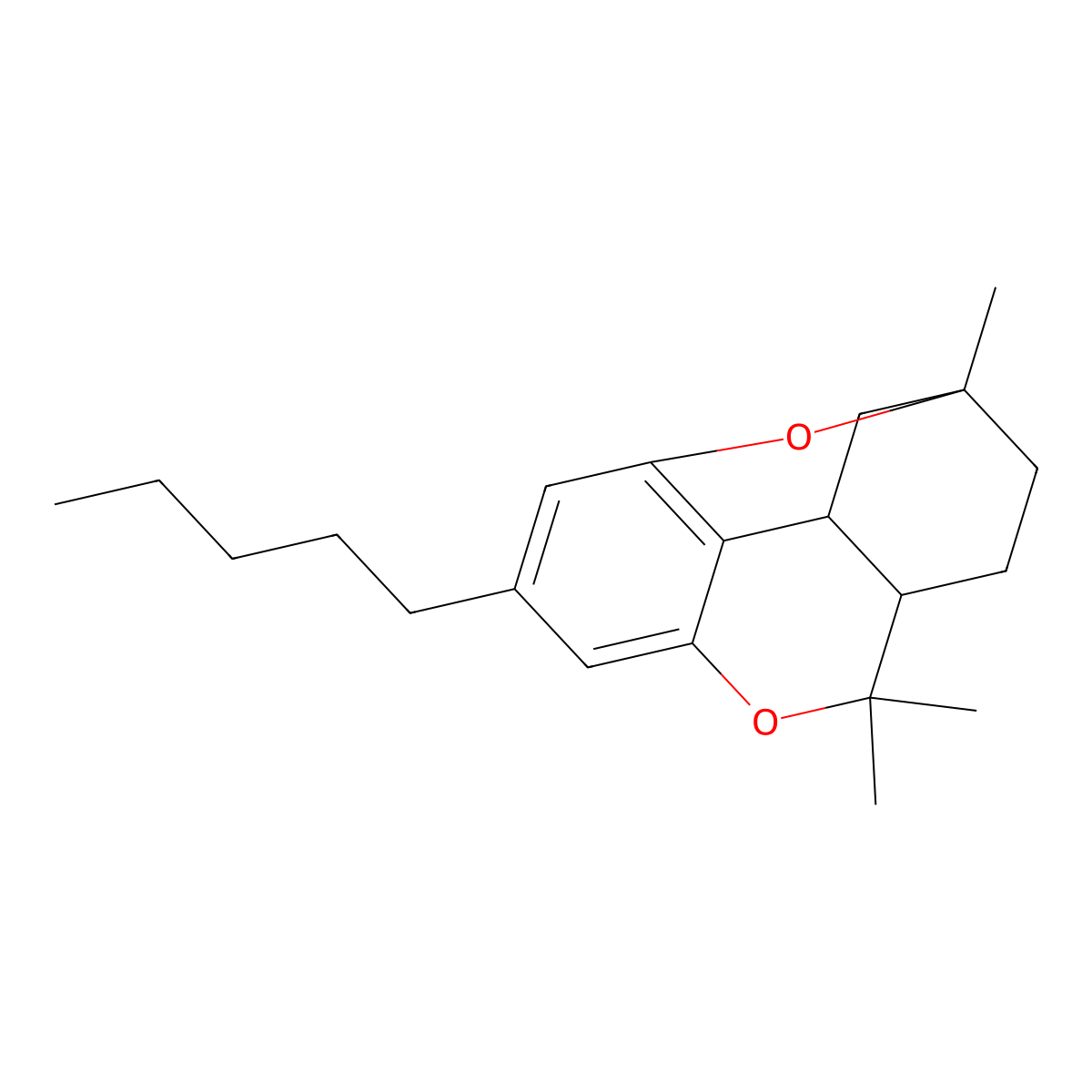 6a,7,8,9,10,10a-Hexahydro-6,6,9-trimethyl-3-pentyl-1,9-epoxy-6H-dibenzo(b,d)pyran molecular structure, CAS 19352-64-8