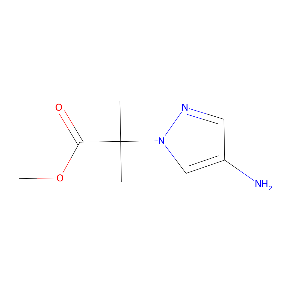 methyl 2-(4-amino-1H-pyrazol-1-yl)-2-methylpropanoate molecular structure, CAS 1935209-36-1
