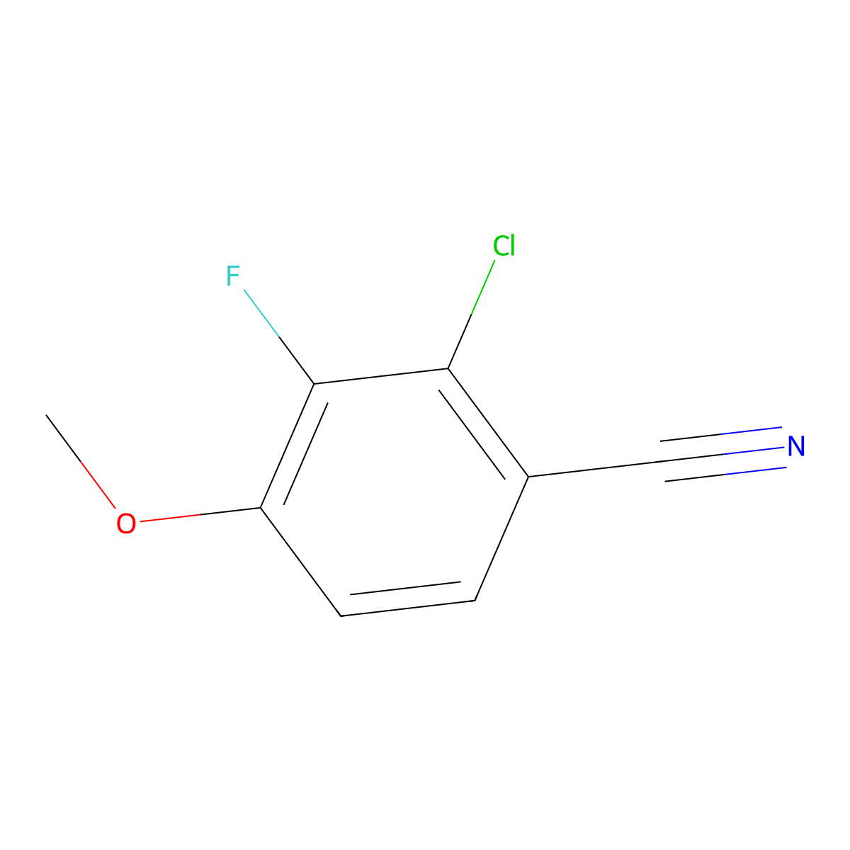 2-Chloro-3-fluoro-4-methoxybenzonitrile molecular structure, CAS 1935223-16-7