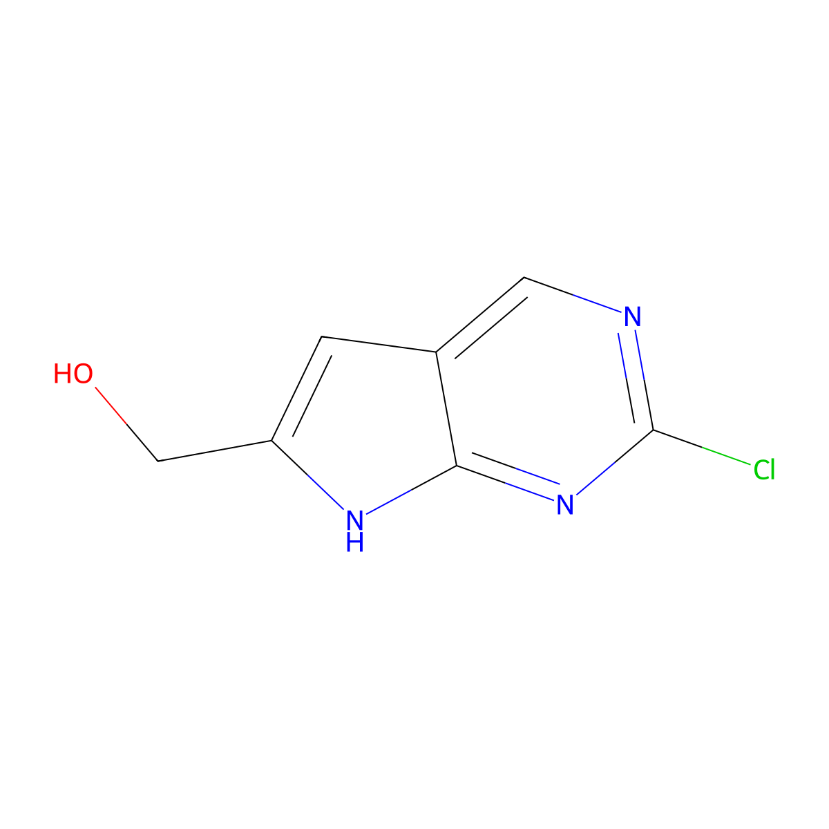 (2-Chloro-7H-pyrrolo[2,3-d]pyrimidin-6-yl)methanol molecular structure, CAS 1935224-57-9