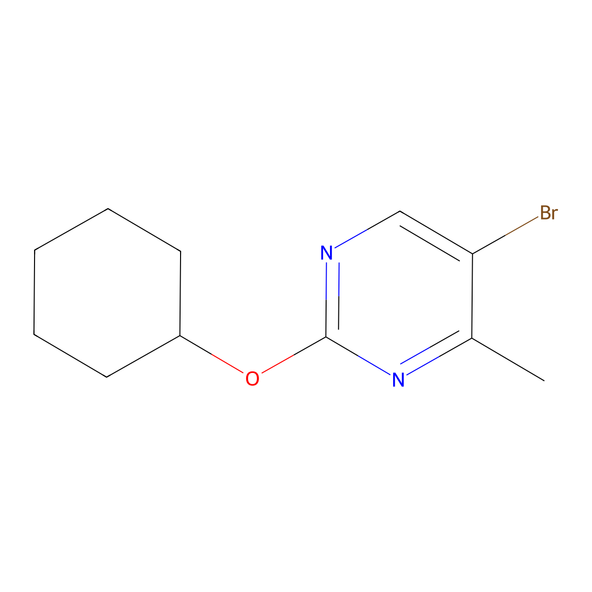 5-Bromo-2-(cyclohexyloxy)-4-methylpyrimidine molecular structure, CAS 1935269-95-6