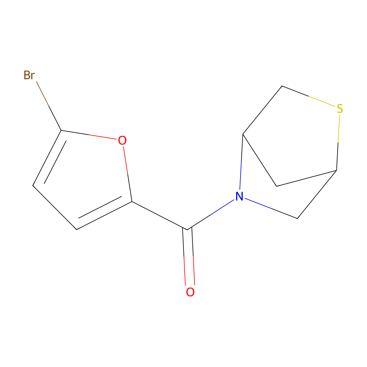 2-Thia-5-azabicyclo[2.2.1]heptan-5-yl(5-bromofuran-2-yl)methanone molecular structure, CAS 1935280-88-8
