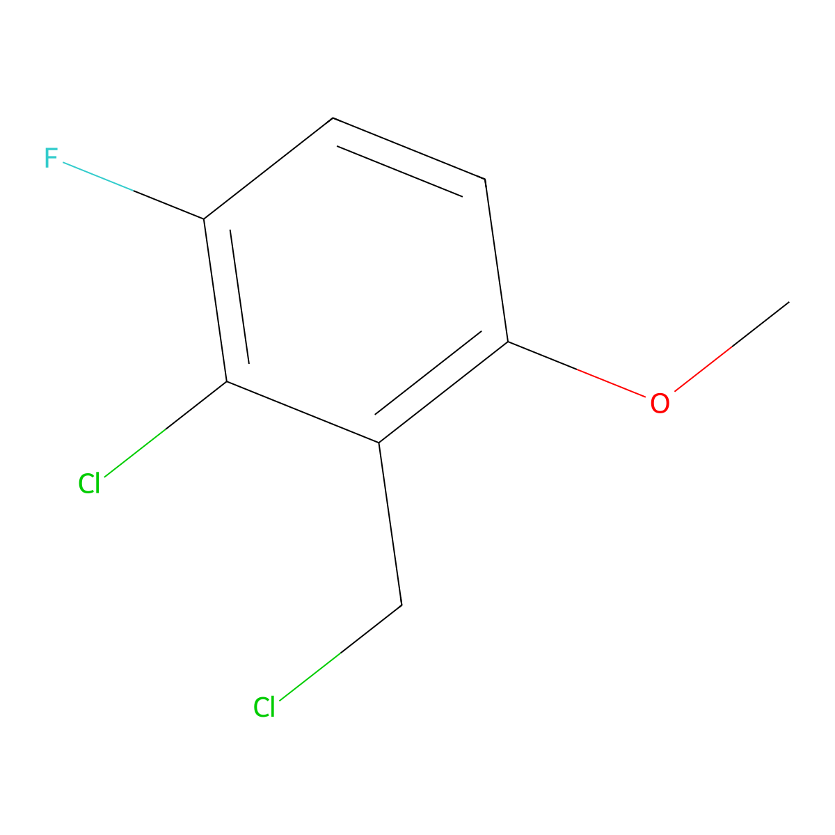 2-Chloro-3-(chloromethyl)-1-fluoro-4-methoxybenzene molecular structure, CAS 1935284-83-5