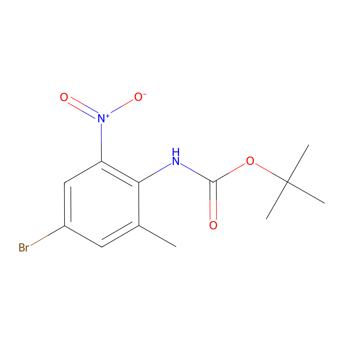 tert-butyl N-(4-bromo-2-methyl-6-nitrophenyl)carbamate molecular structure, CAS 1935288-05-3