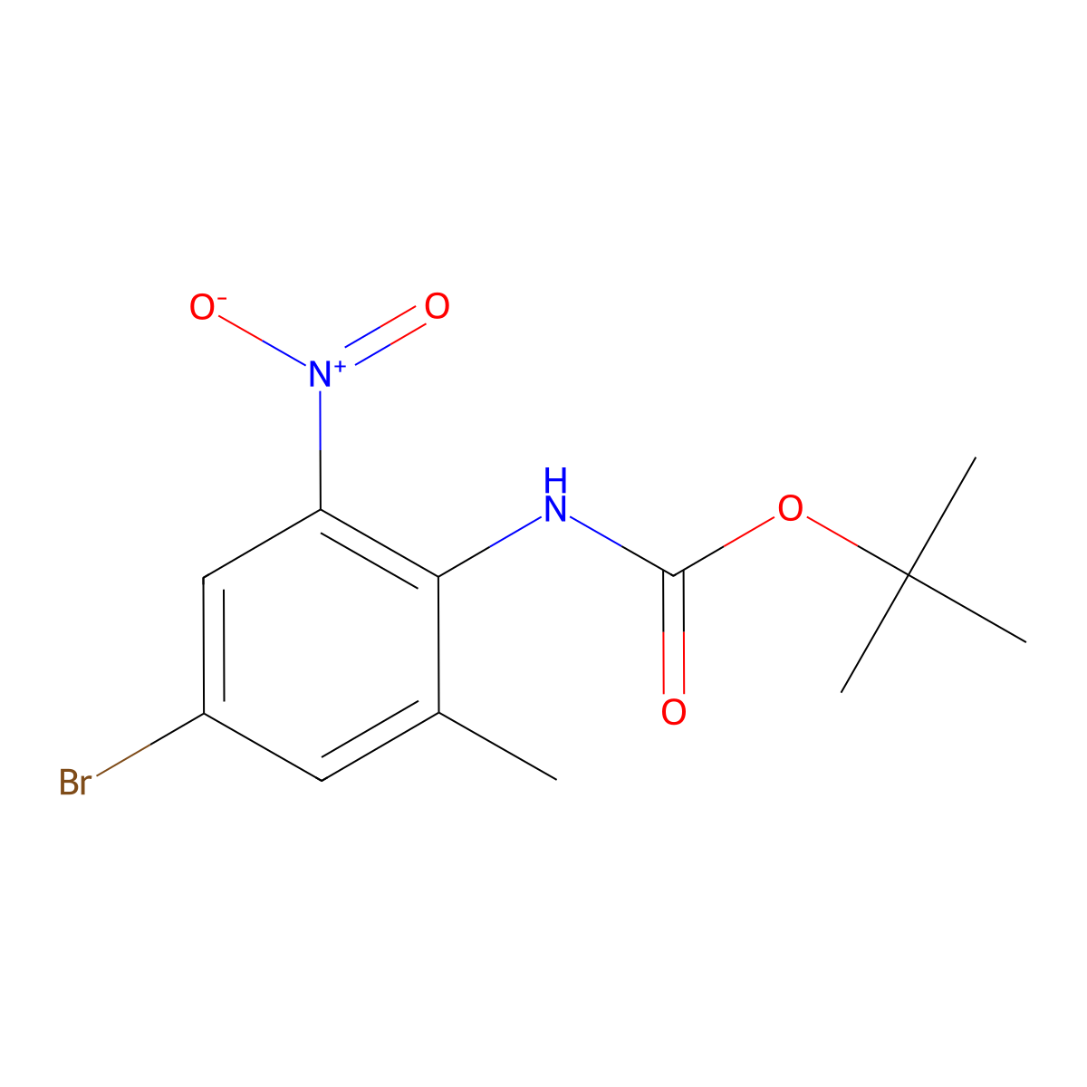 tert-butyl N-(4-bromo-2-methyl-6-nitrophenyl)carbamate molecular structure, CAS 1935288-05-3