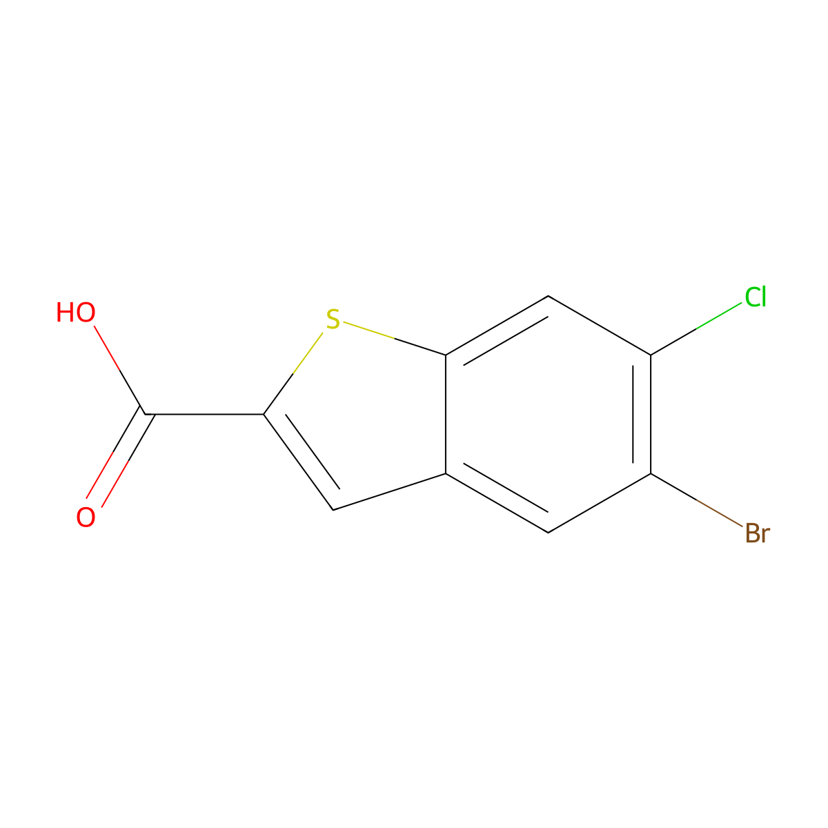 5-Bromo-6-chloro-benzo[b]thiophene-2-carboxylic acid molecular structure, CAS 1935291-99-8