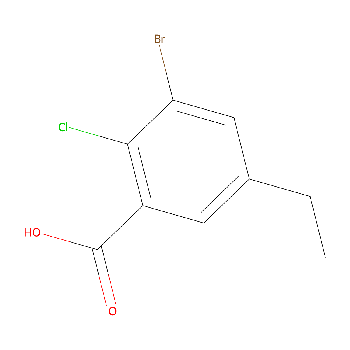 3-Bromo-2-chloro-5-ethylbenzoic acid molecular structure, CAS 1935296-99-3