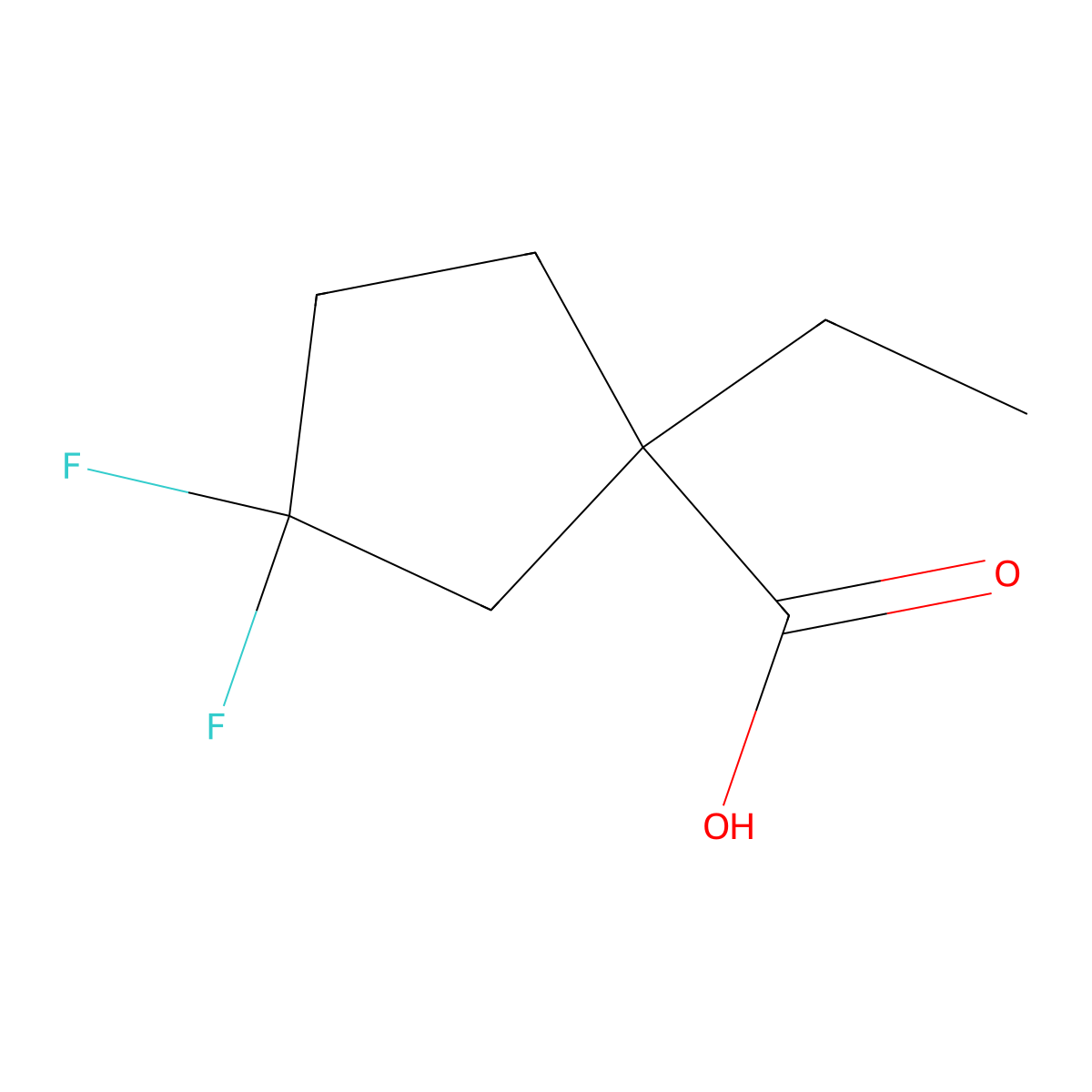 1-Ethyl-3,3-difluorocyclopentane-1-carboxylic acid molecular structure, CAS 1935300-98-3