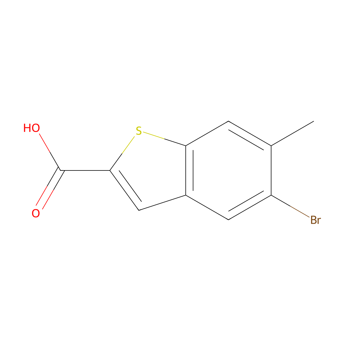 5-Bromo-6-methylbenzo[b]thiophene-2-carboxylic acid molecular structure, CAS 1935304-55-4
