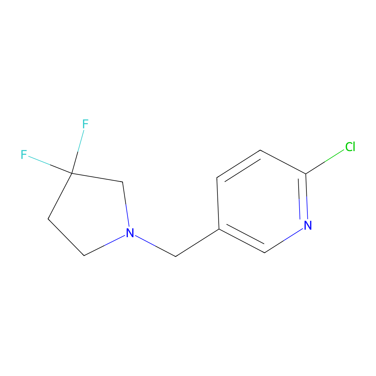 2-Chloro-5-[(3,3-difluoropyrrolidin-1-yl)methyl]pyridine molecular structure, CAS 1935305-98-8