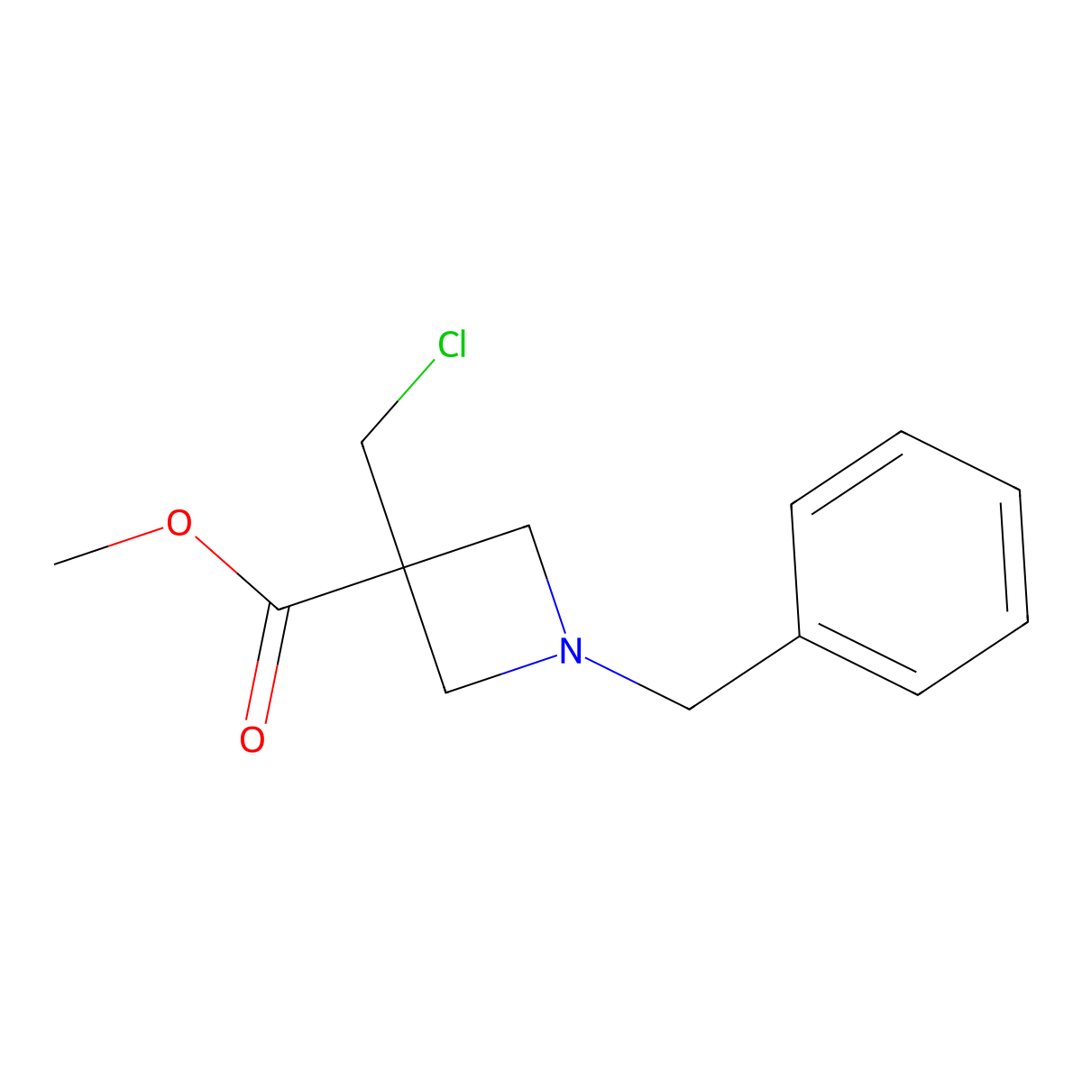 Methyl 1-benzyl-3-(chloromethyl)azetidine-3-carboxylate molecular structure, CAS 1935310-40-9