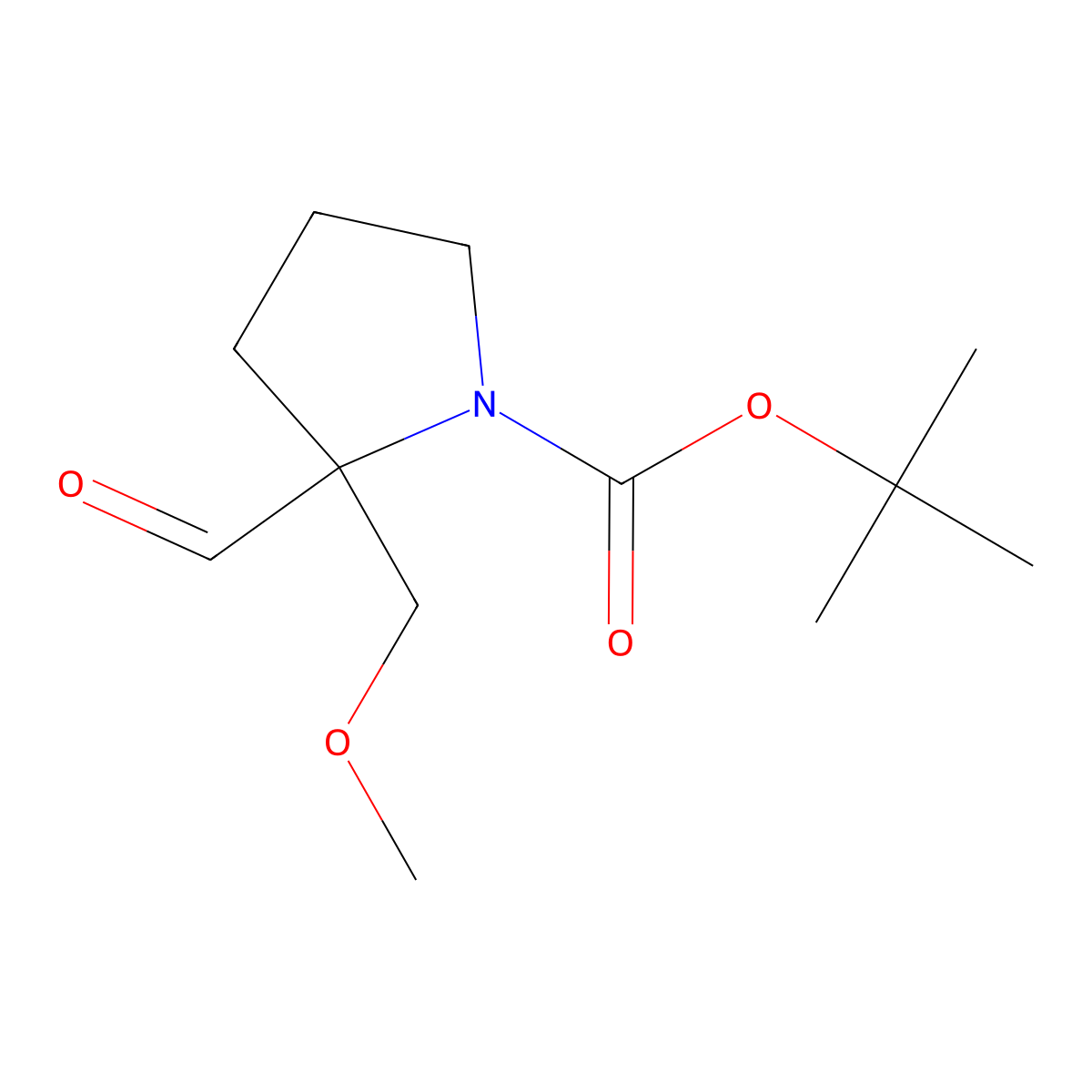 Tert-butyl 2-formyl-2-(methoxymethyl)pyrrolidine-1-carboxylate molecular structure, CAS 1935315-73-3