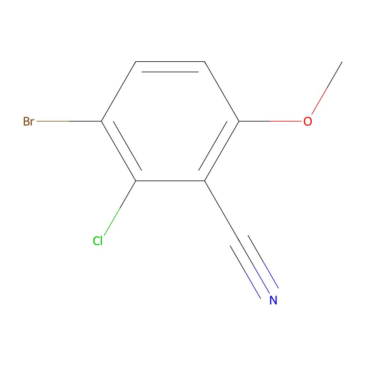 3-Bromo-2-chloro-6-methoxybenzonitrile molecular structure, CAS 1935318-33-4