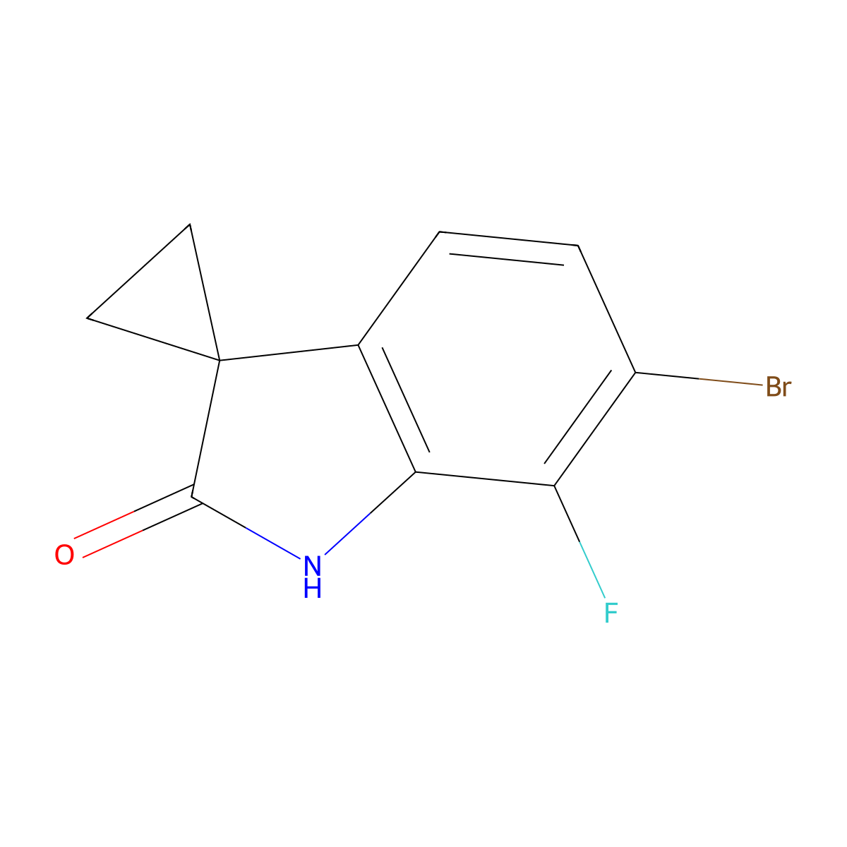 6'-Bromo-7'-fluorospiro[cyclopropane-1,3'-indolin]-2'-one molecular structure, CAS 1935322-93-2