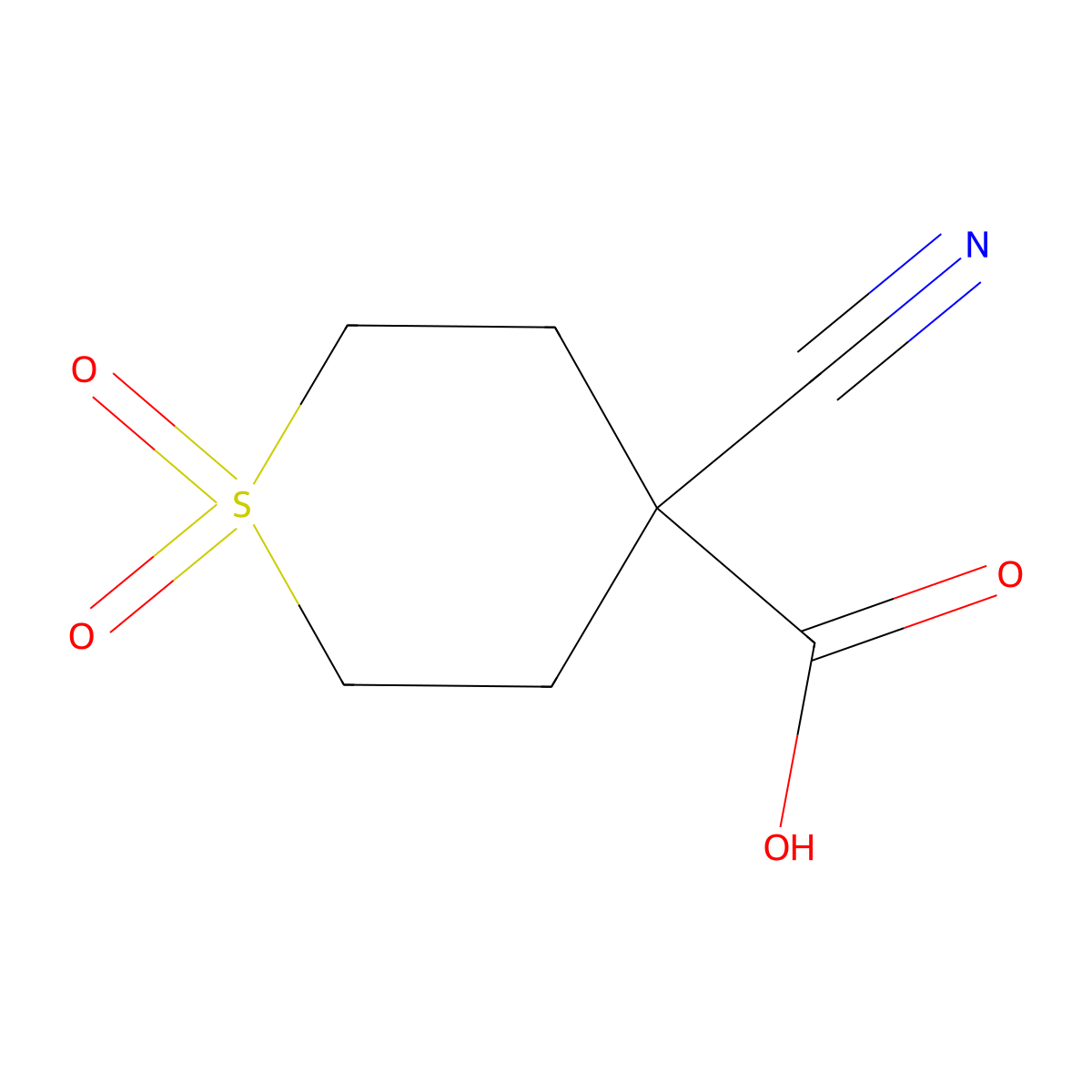 4-Cyano-1,1-dioxo-1lambda6-thiane-4-carboxylic acid molecular structure, CAS 1935323-61-7