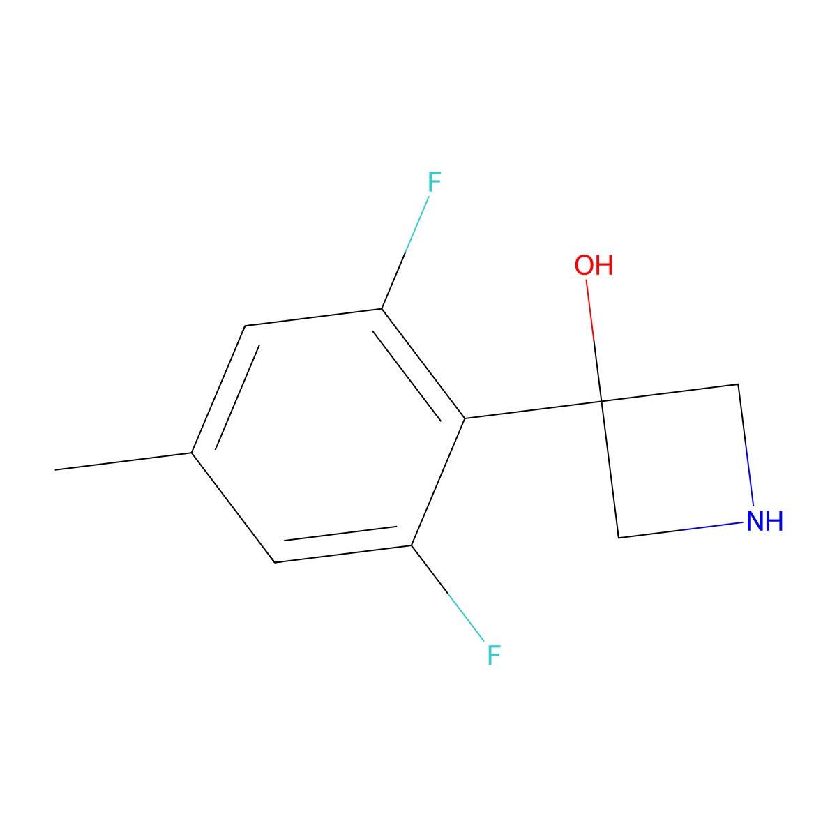 3-(2,6-Difluoro-4-methylphenyl)azetidin-3-ol molecular structure, CAS 1935323-99-1