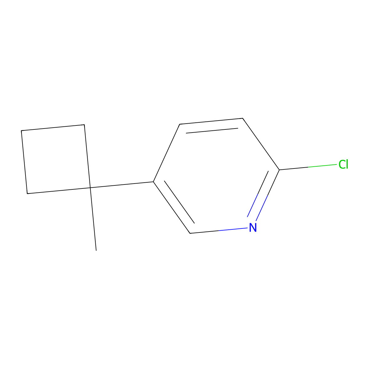 2-Chloro-5-(1-methylcyclobutyl)pyridine molecular structure, CAS 1935325-79-3
