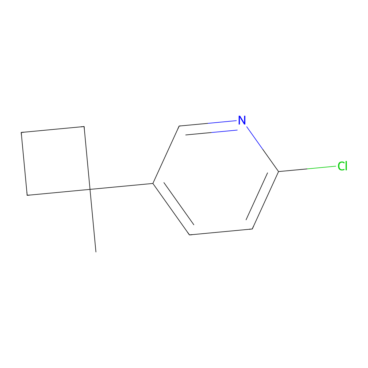 2-Chloro-5-(1-methylcyclobutyl)pyridine molecular structure, CAS 1935325-79-3
