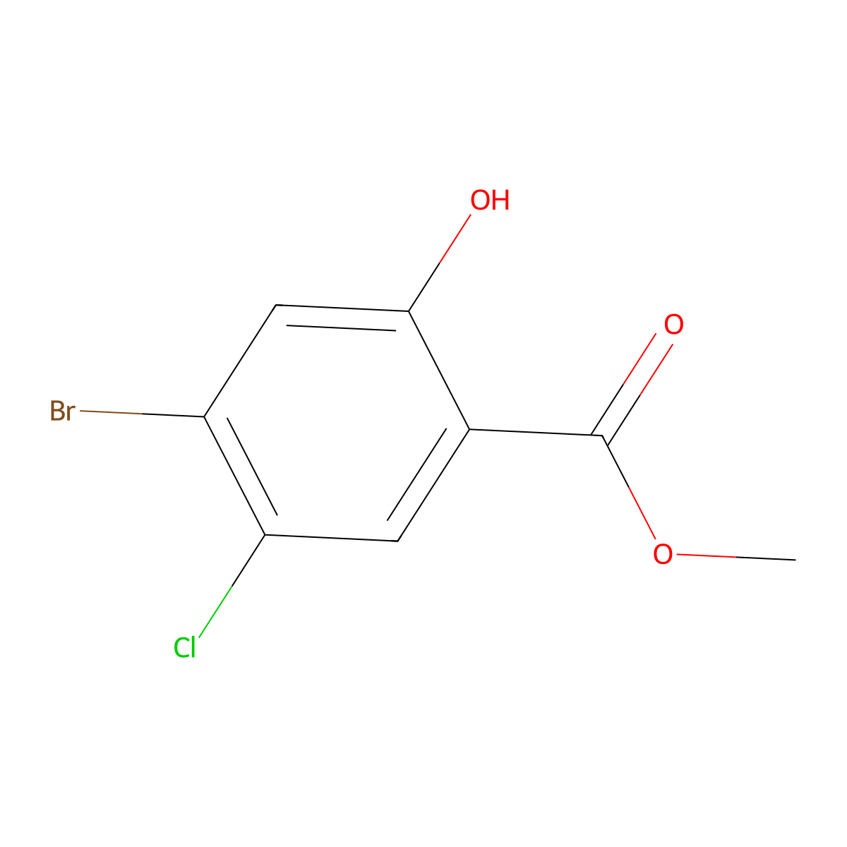 Methyl 4-bromo-5-chloro-2-hydroxybenzoate molecular structure, CAS 1935327-46-0