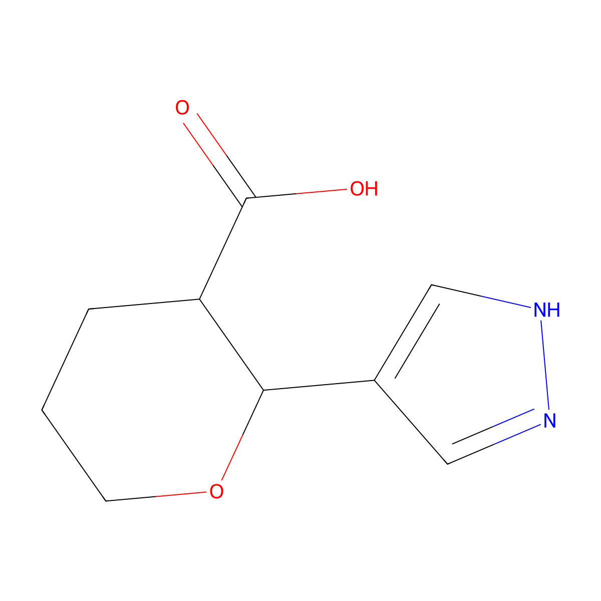 2-(1H-Pyrazol-4-yl)oxane-3-carboxylic acid molecular structure, CAS 1935329-06-8