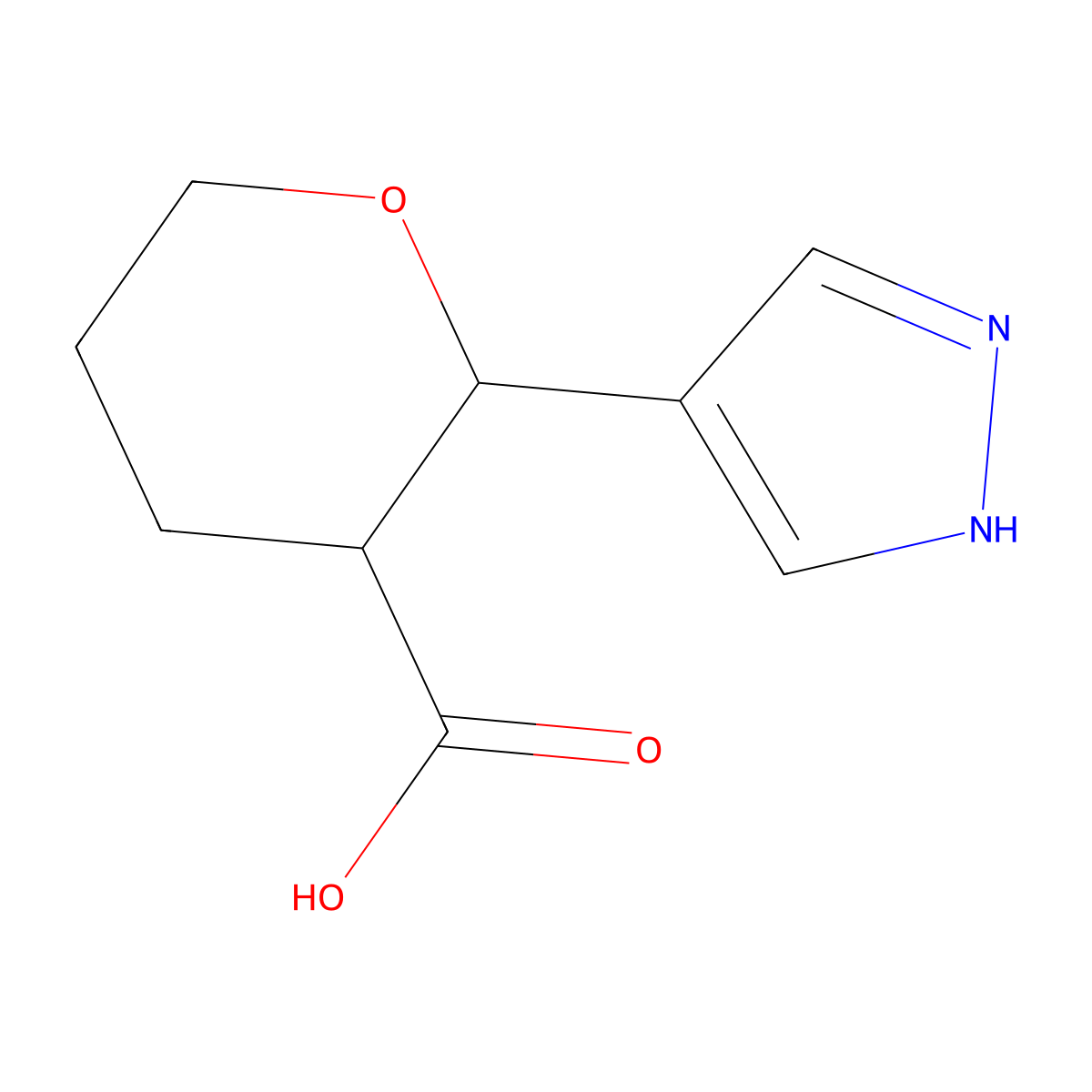 2-(1H-Pyrazol-4-yl)oxane-3-carboxylic acid molecular structure, CAS 1935329-06-8