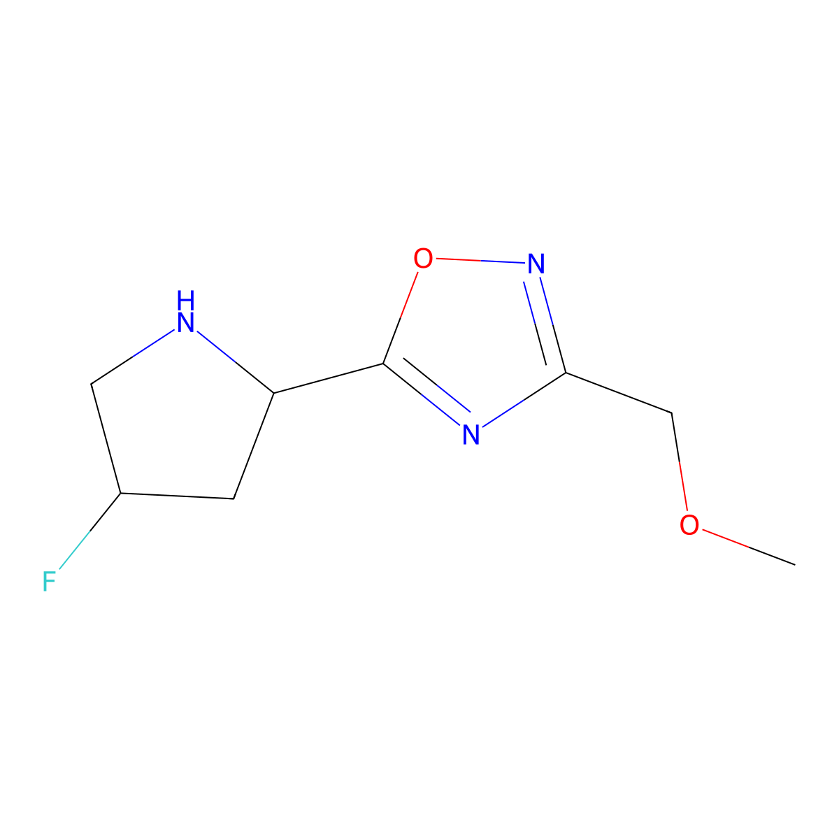 5-(4-Fluoropyrrolidin-2-yl)-3-(methoxymethyl)-1,2,4-oxadiazole molecular structure, CAS 1935329-48-8