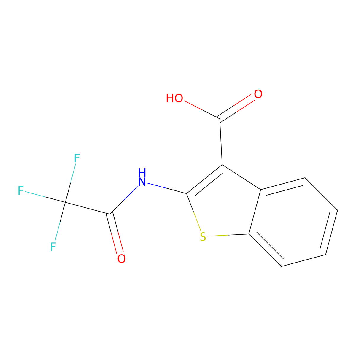 2-(Trifluoroacetamido)-1-benzothiophene-3-carboxylic acid molecular structure, CAS 1935332-24-3