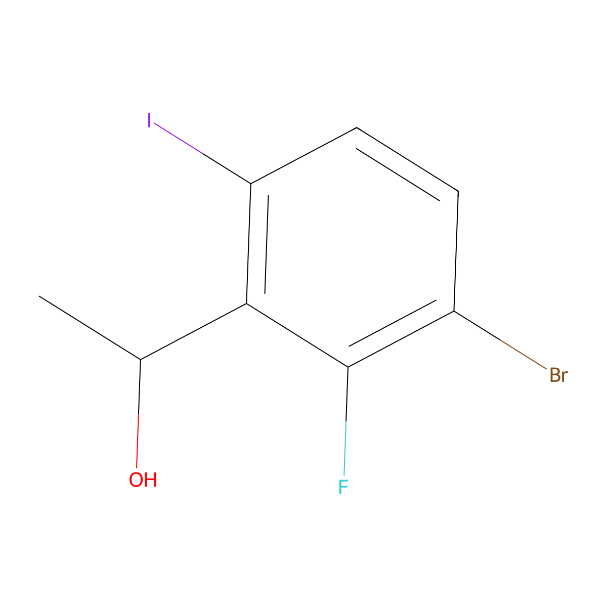 1-(3-Bromo-2-fluoro-6-iodophenyl)ethanol molecular structure, CAS 1935332-86-7