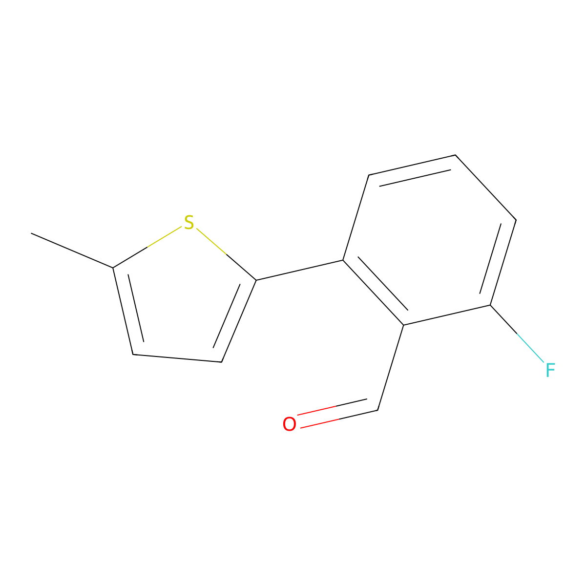 2-Fluoro-6-(5-methylthiophen-2-yl)benzaldehyde molecular structure, CAS 1935335-07-1