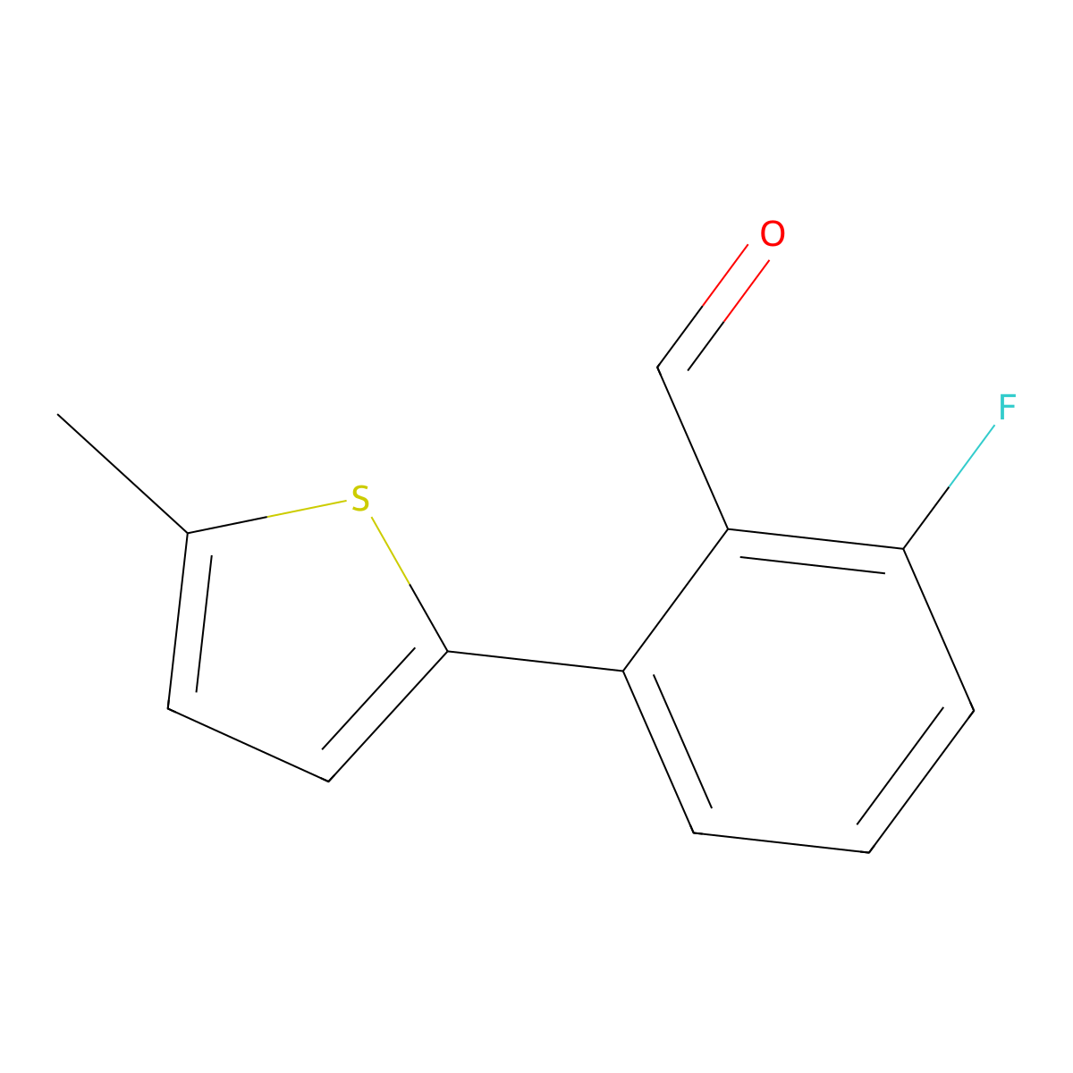 2-Fluoro-6-(5-methylthiophen-2-yl)benzaldehyde molecular structure, CAS 1935335-07-1