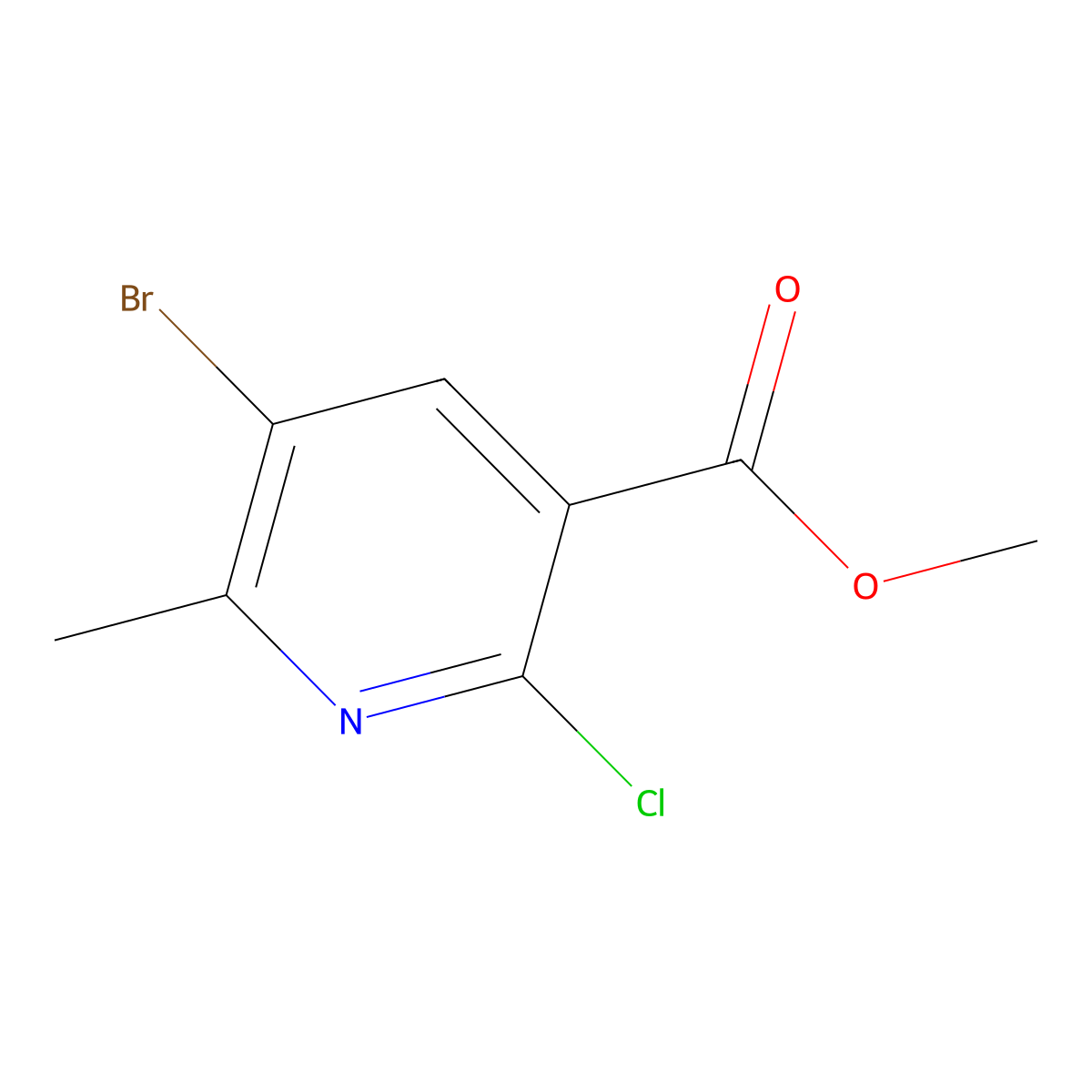 Methyl 5-bromo-2-chloro-6-methylnicotinate molecular structure, CAS 1935335-95-7