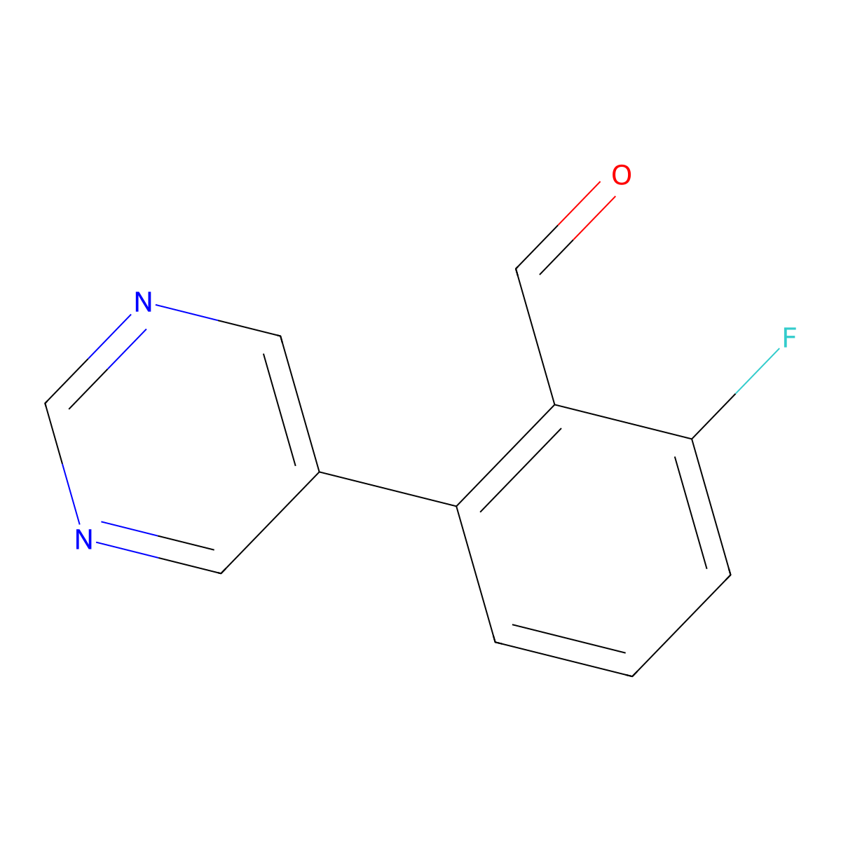 2-Fluoro-6-(pyrimidin-5-yl)benzaldehyde molecular structure, CAS 1935341-28-8