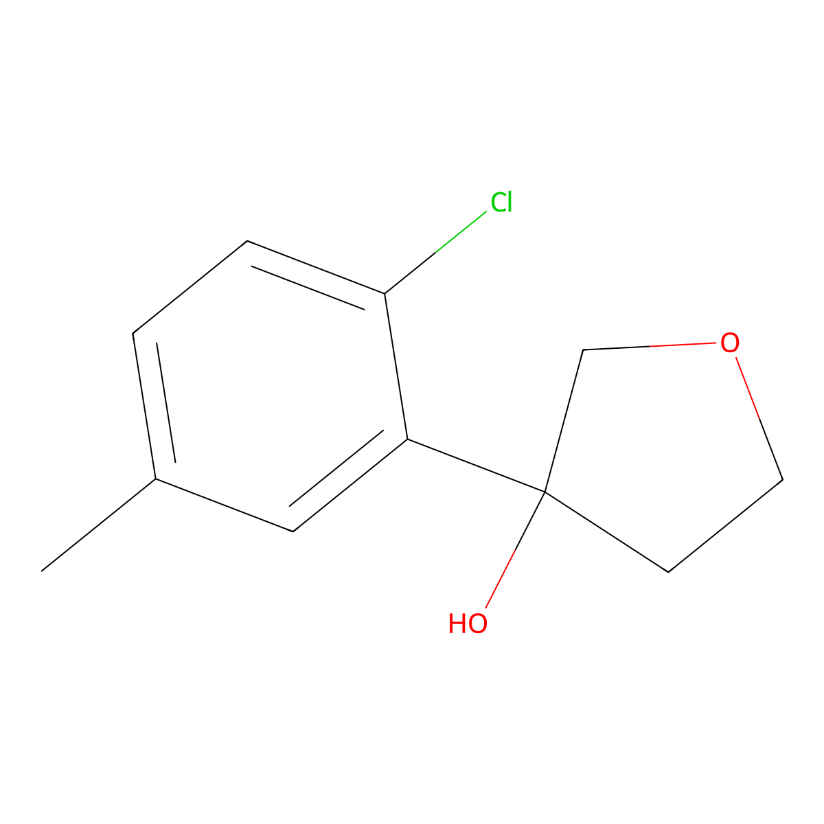 3-(2-Chloro-5-methylphenyl)tetrahydro-3-furanol molecular structure, CAS 1935344-85-6